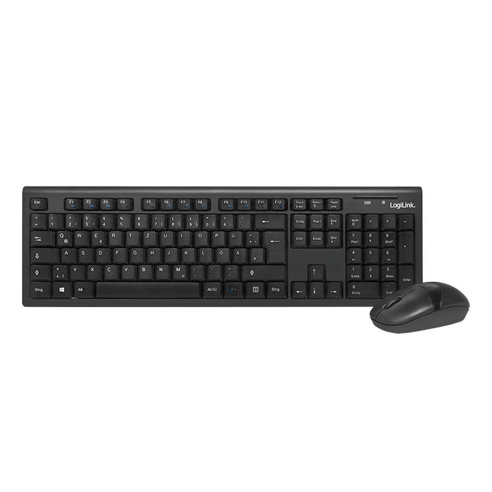 Set, Hotkeys LogiLink Maus-Set, Funk, und Maus und Maus, schwarz wireless, programmierbare 13 Multimedia 1000dpi Tastatur Tastatur- für QWERTZ, kabellose