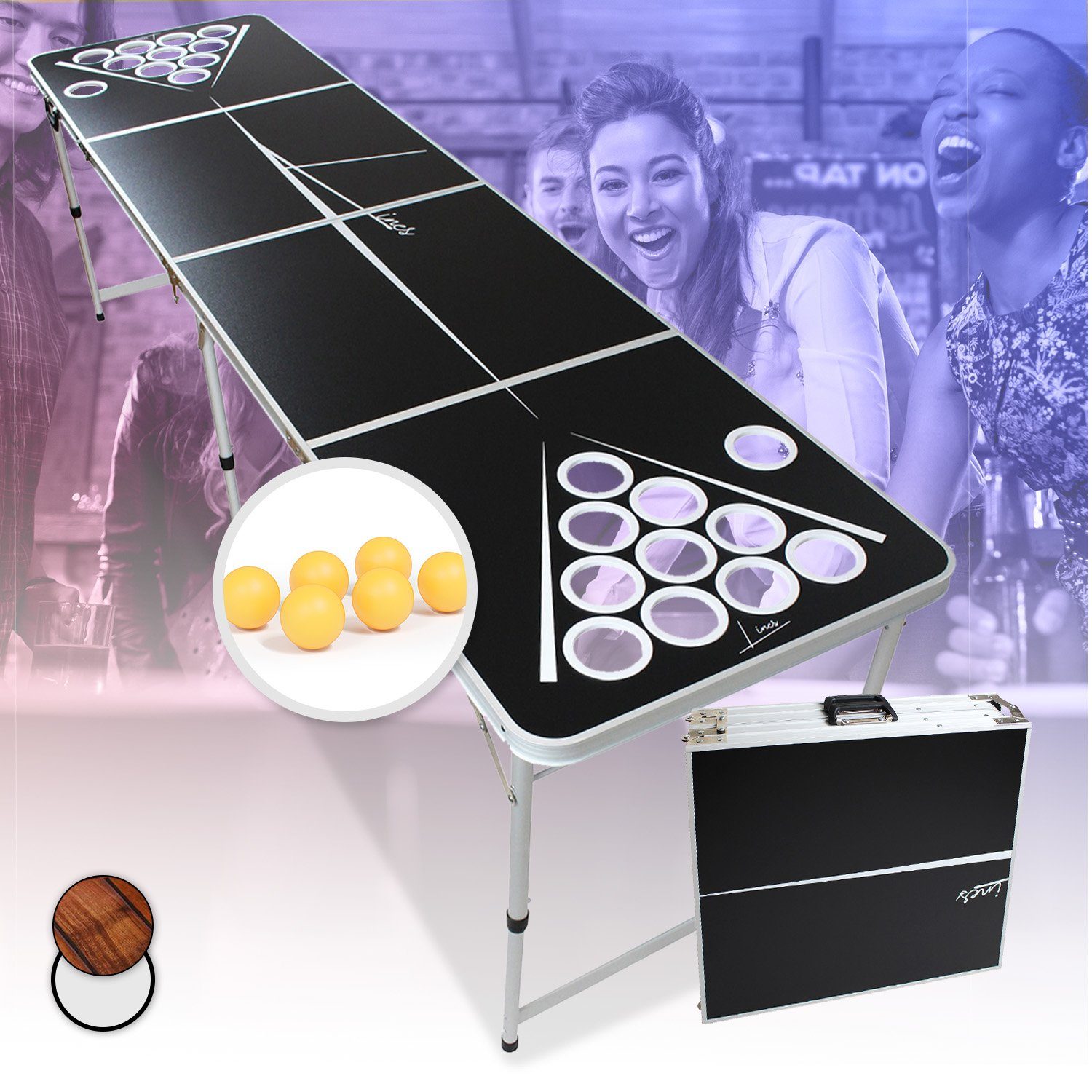 BeerCup Spieltisch Backspin Beer Pong Tisch Set Lines, (8-tlg)