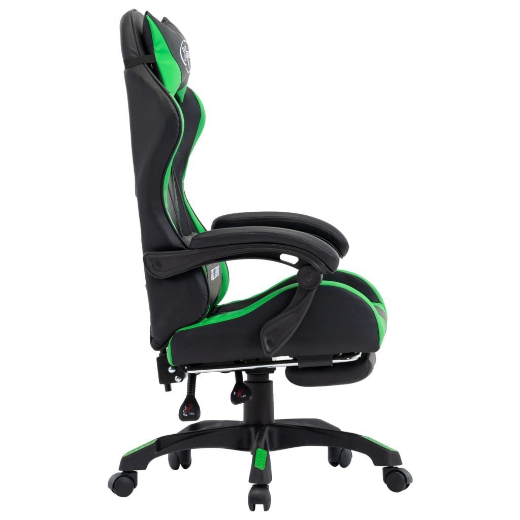 Bürostuhl und Grün Kunstleder mit Gaming-Stuhl Schwarz (1 St) Fußstütze furnicato