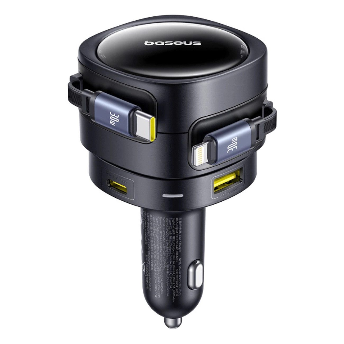 Baseus Enjoyment Max KFZ Adapter (90 W, Autoladegerät mit 90W, 4 Geräte gleichzeitig, Kabelaufwicklung)