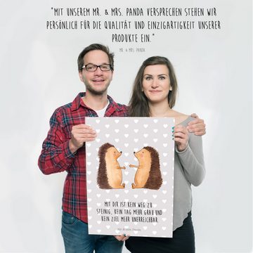 Mr. & Mrs. Panda Poster DIN A2 Igel Liebe - Grau Pastell - Geschenk, Posterdruck, Heiratsantr, Igel Liebe (1 St), Ausdrucksstark