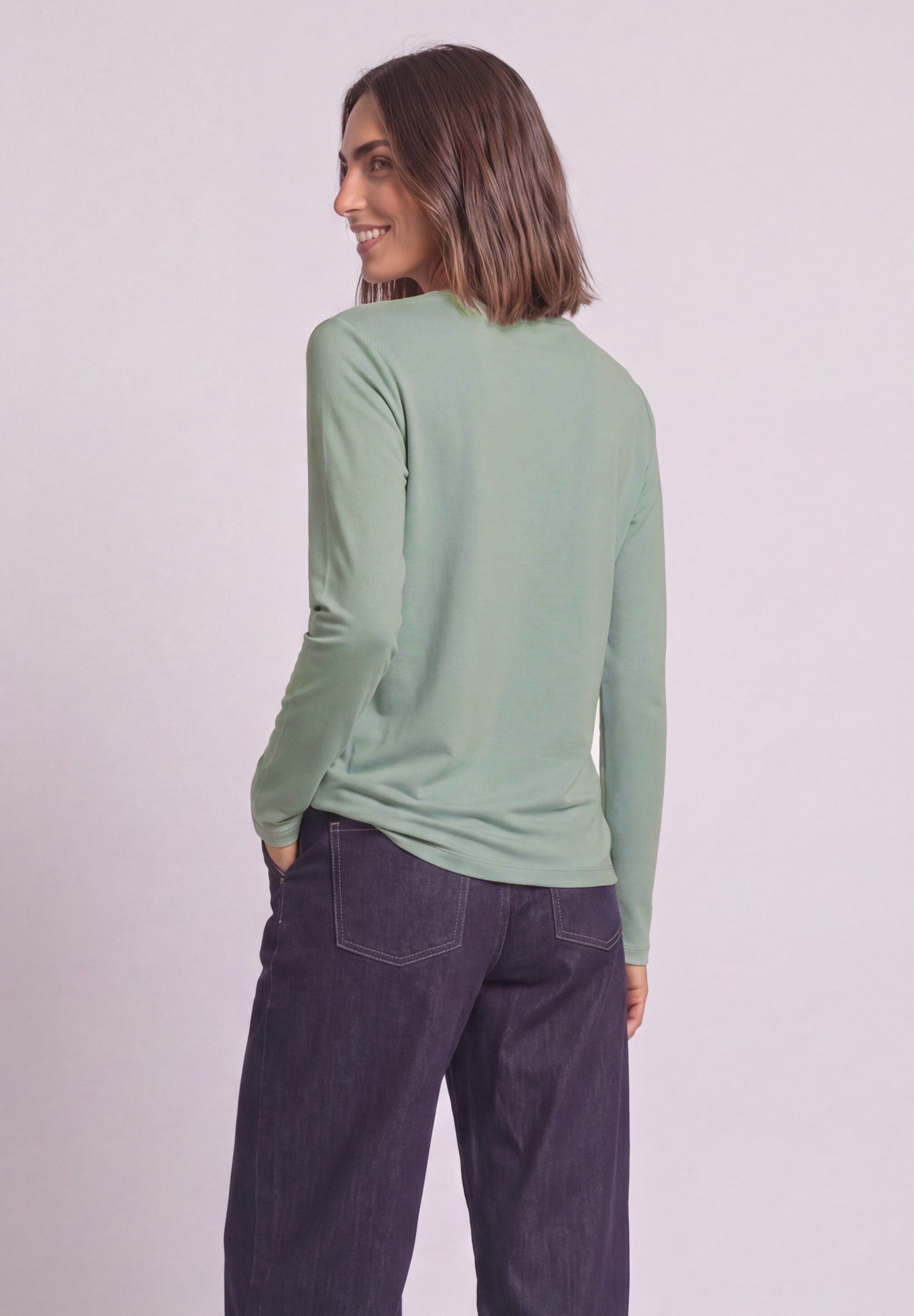 STREET ONE Langarmshirt in Unifarbe – Bild 2 von 5