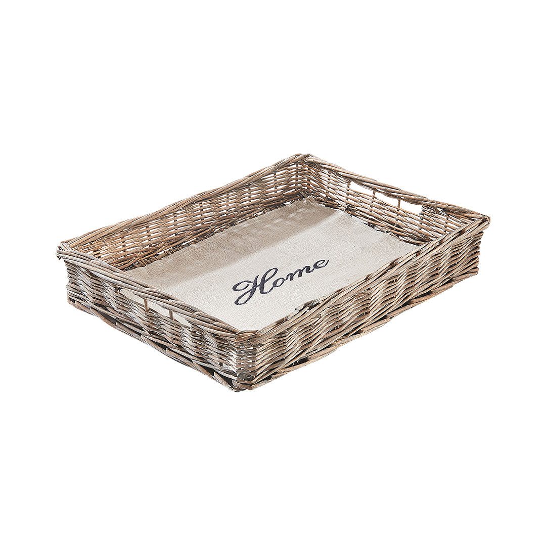 Kobolo Tablett Serviertablett mit Textil Schriftzug HOME, Weide
