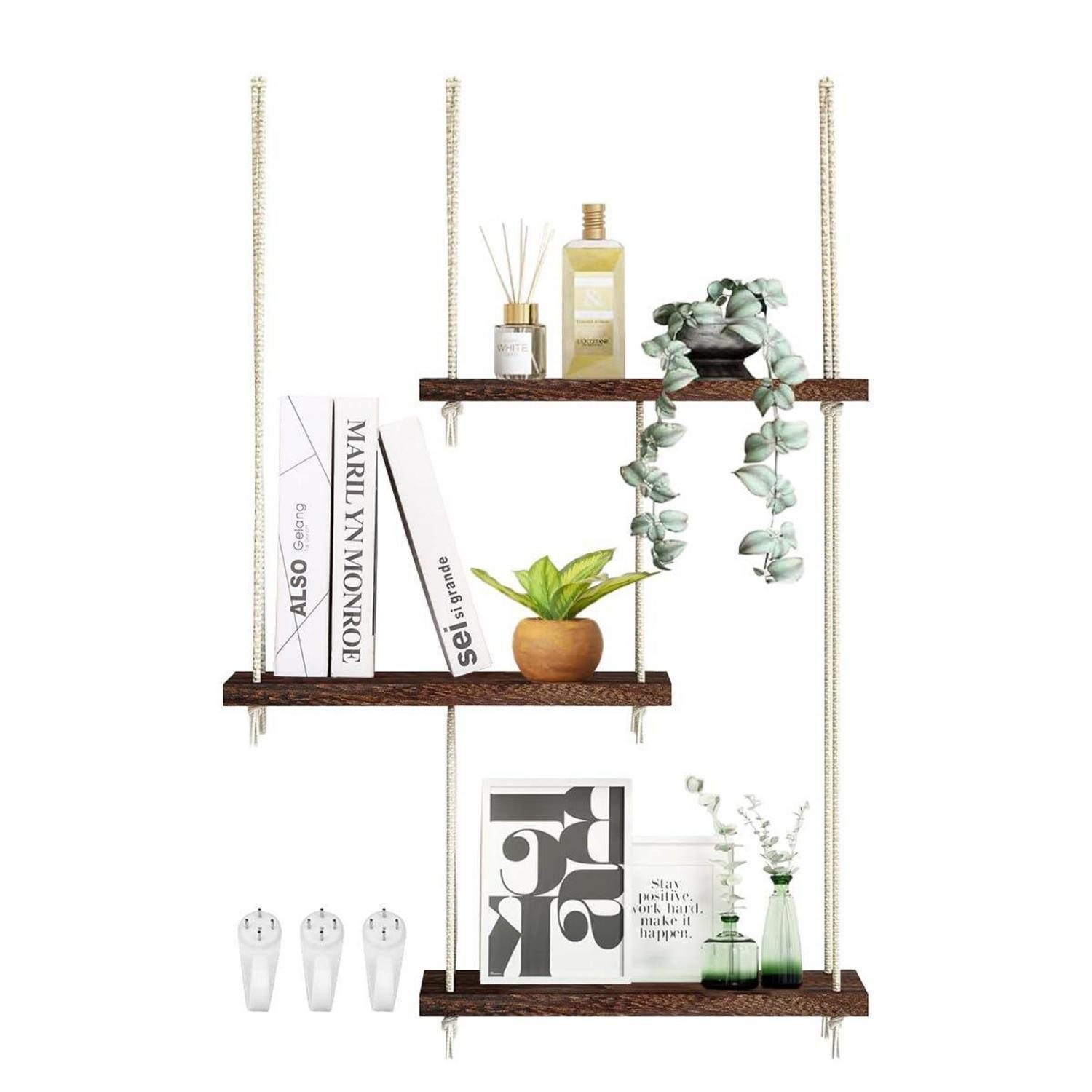 LuxusKollektion Hängeregal Hängeregal Holz Dunkel 54x88.5cm, 1-tlg.