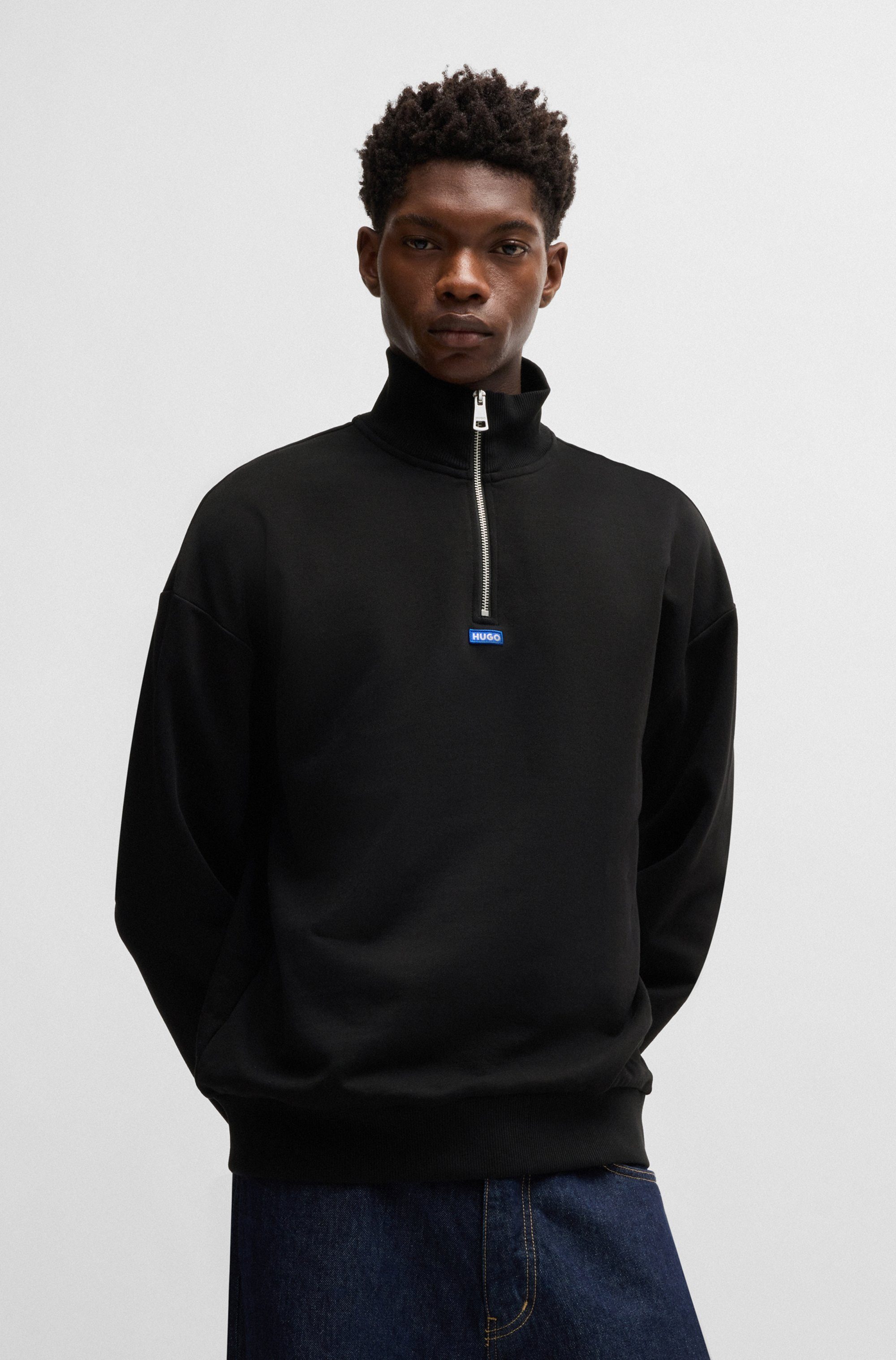 HUGO Blue Sweatshirt Neeler mit Troyerkragen günstig online kaufen