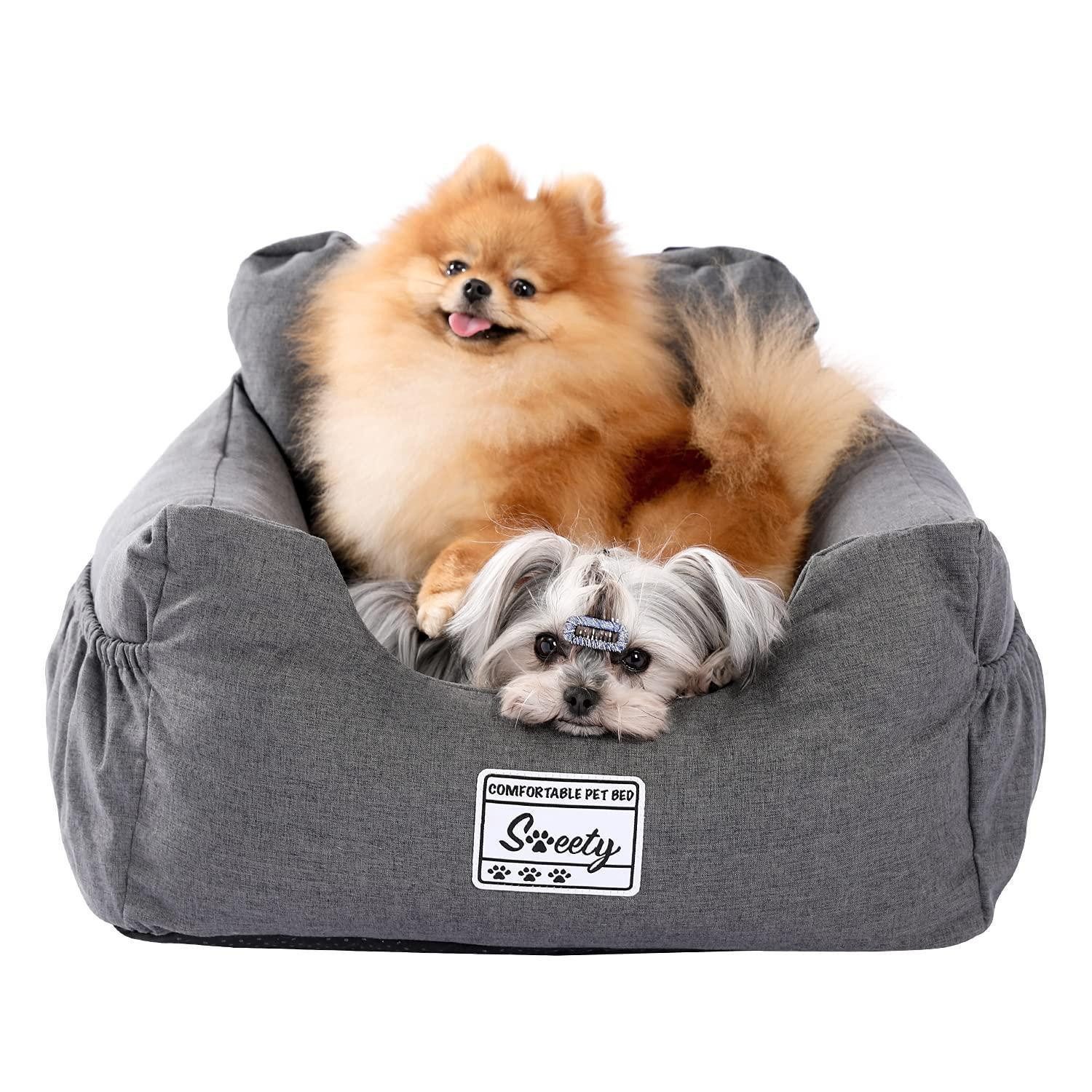 LuxusKollektion Hunde-Transportbox Hundeautositz Sitzerhöhung Sicherheitsgurt Wasserdicht Neutral grey
