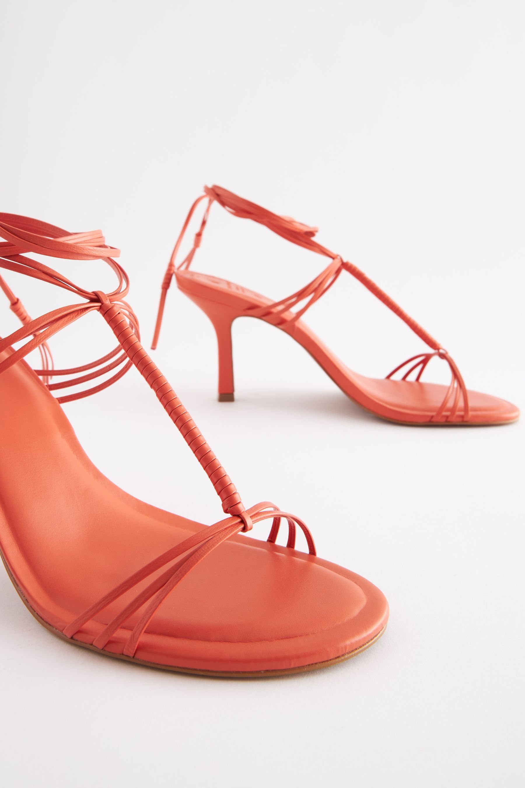 Orange Leder (1-tlg) mit T-Steg aus Sandalette Next Signature Wickelsandalen