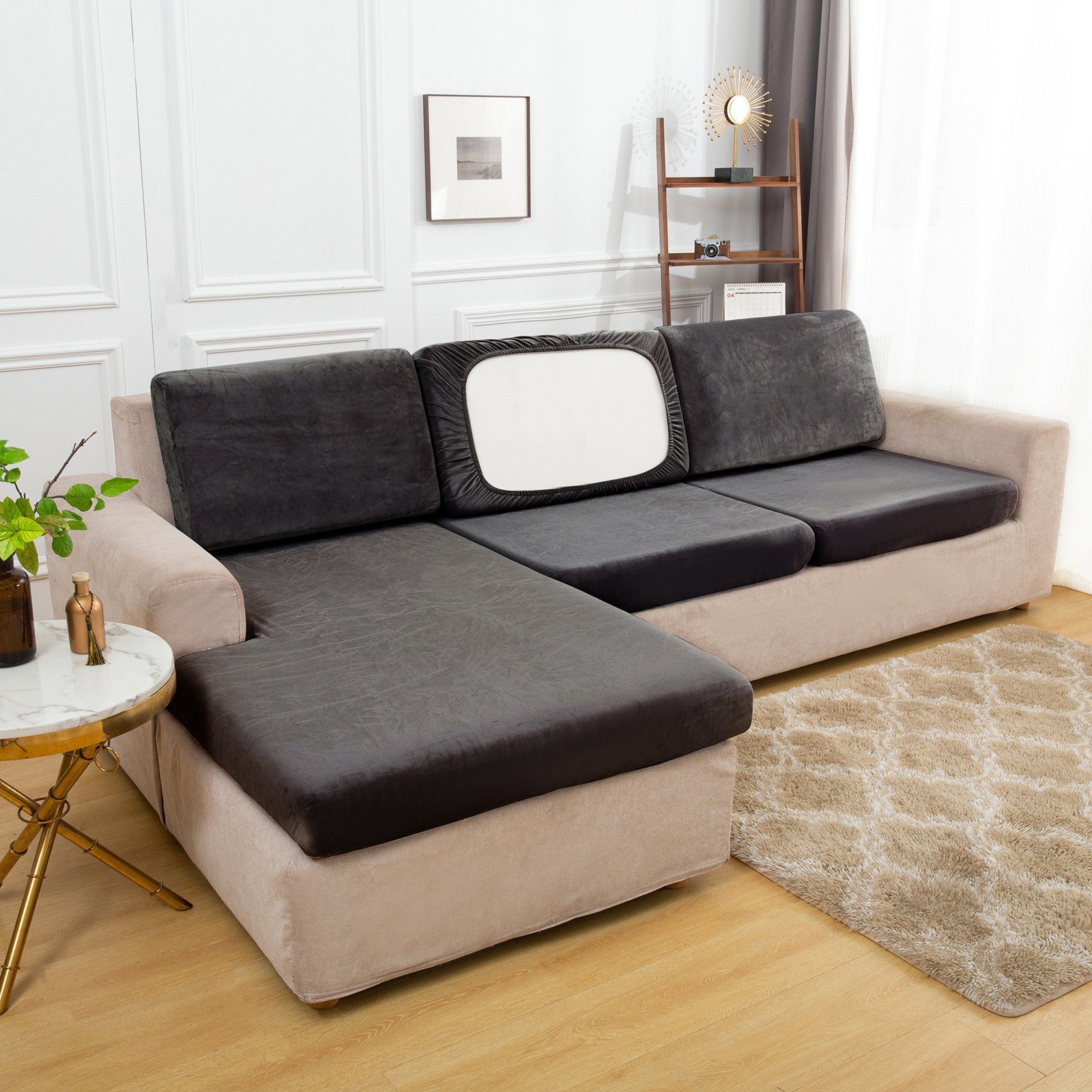 Rosnek Sofahusse Stretch, Samt, mit elastischer Unterseite, für Sofa günstig online kaufen