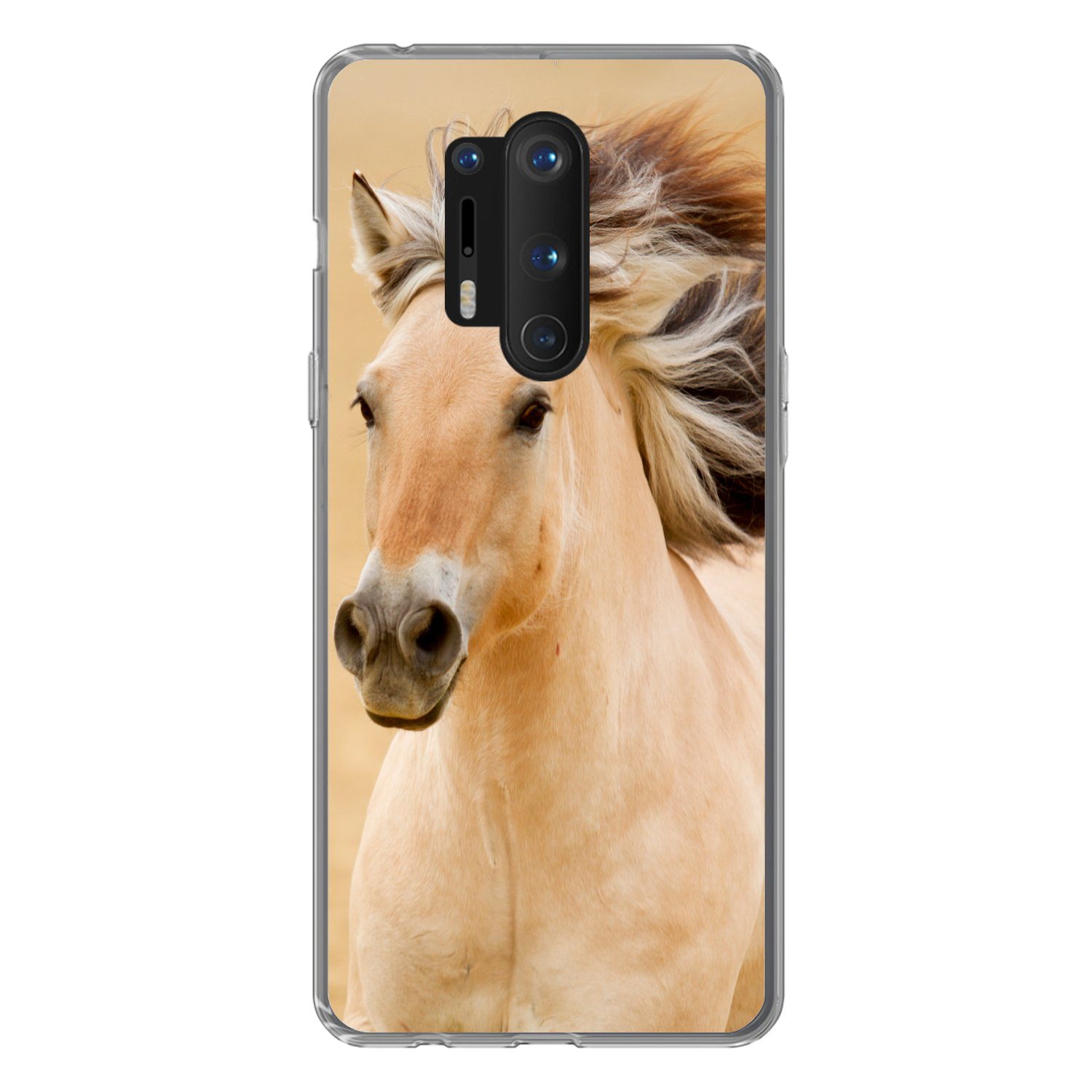 MuchoWow Handyhülle für OnePlus 8 Pro Pferde - Tiere - Mähne - Porträt, Phone Case, Silikon, Schutzhülle Dünn