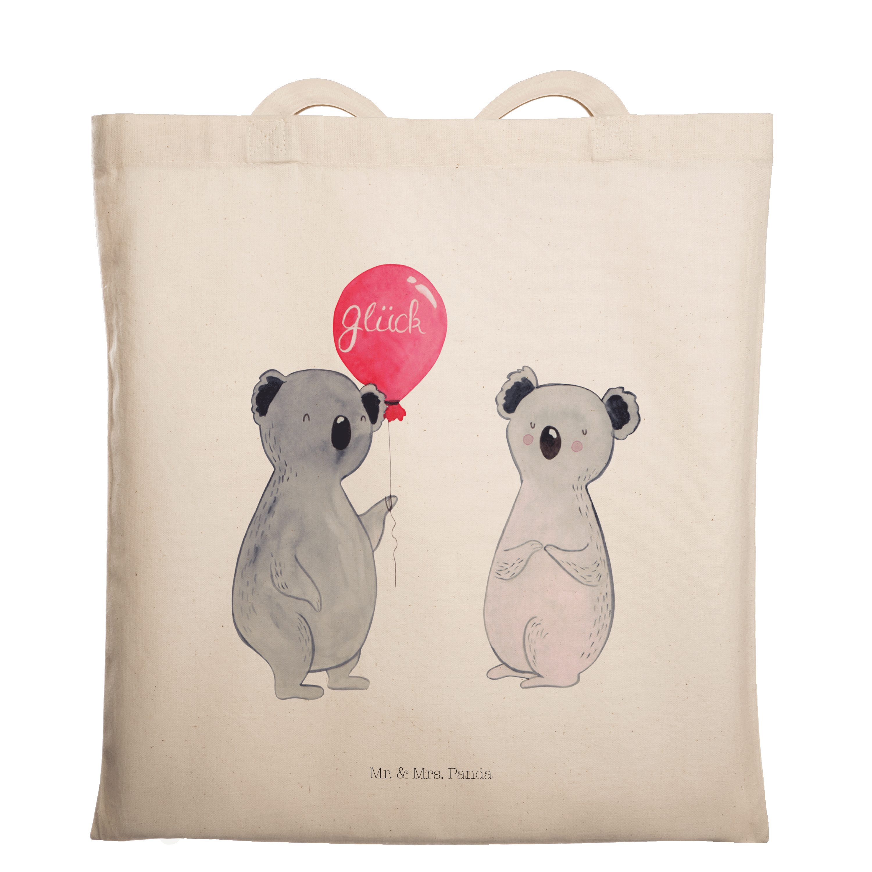 Mr. & Mrs. Panda Tragetasche Koala Luftballon - Transparent - Geschenk, Jutebeutel, Geburtstag, St (1-tlg)