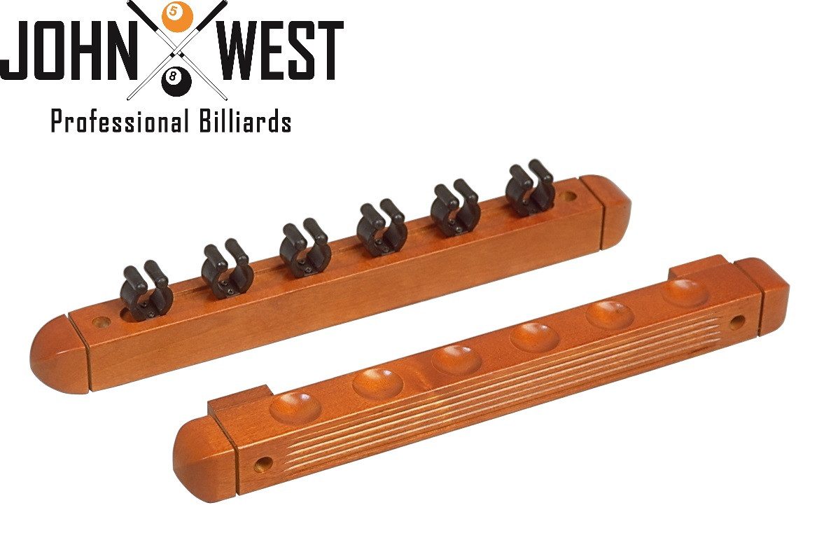 Billardqueue John West Billard Queue Wandhalterung für 6 Queues braun