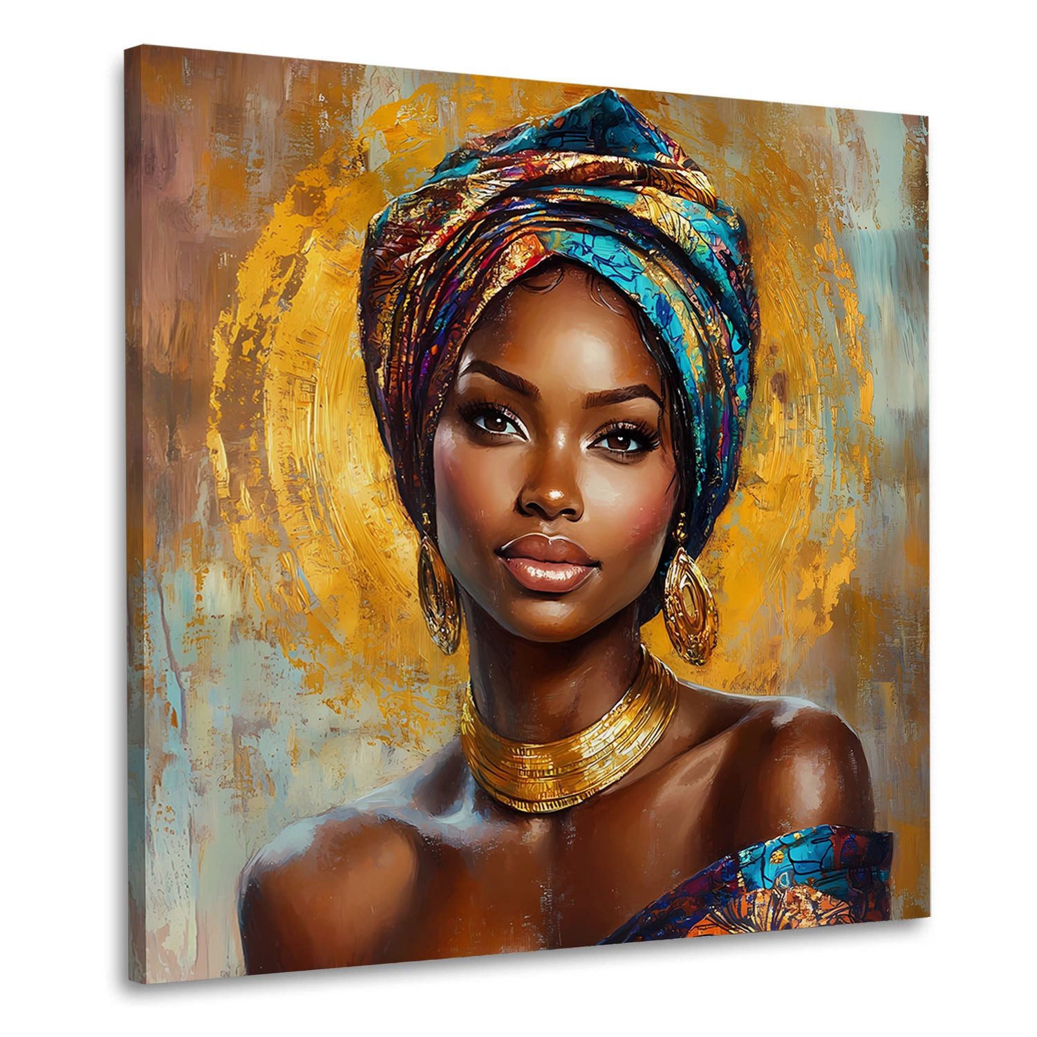 Artedinoi Leinwandbild Afrikanische Schönheit edles Porträt Leinwandbild Wandbild Kunstdruck, Afrikanische Frau, edles Porträt
