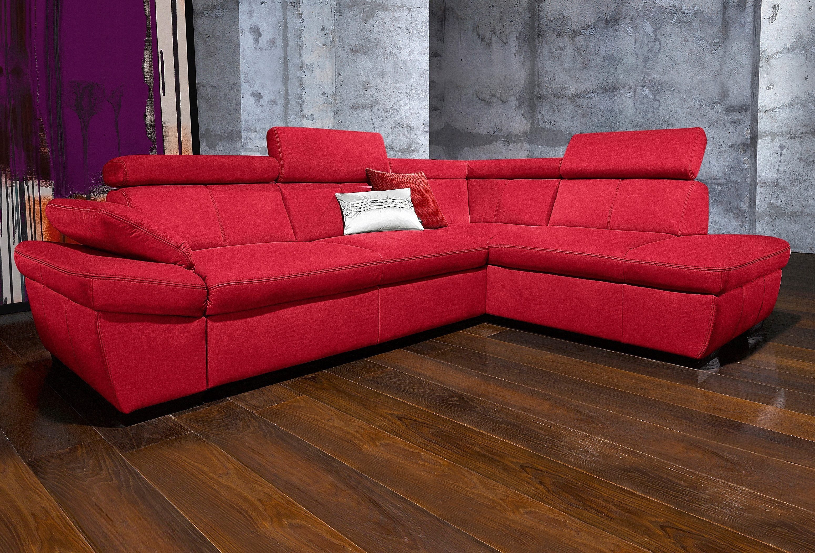 exxpo - sofa fashion Ecksofa Salerno, L-Form, inkl. Kopf- und Armteilverstellung, wahlweise mit Bettfunktion