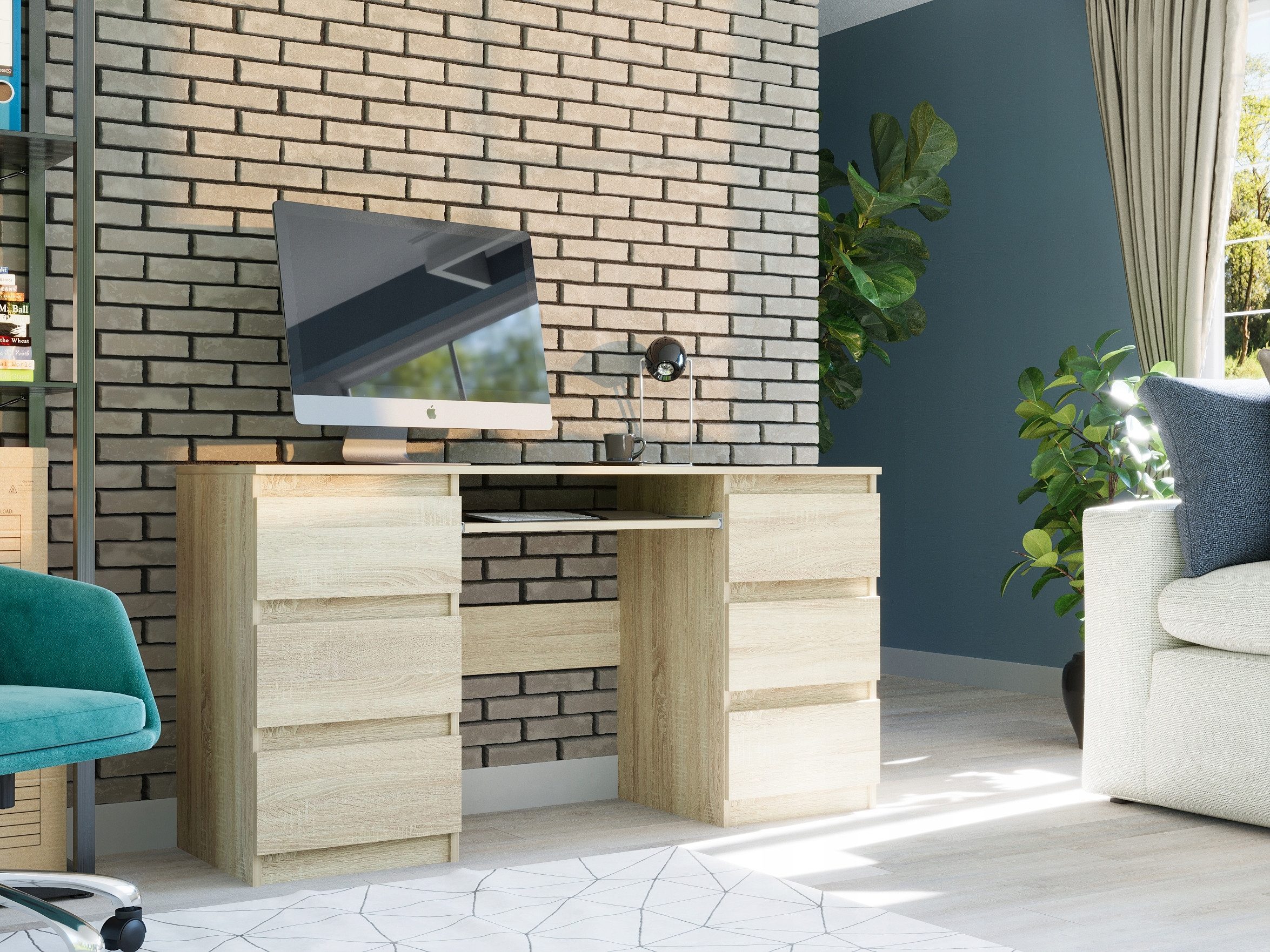 Home Collective Schreibtisch mit 6 Schubladen günstig online kaufen