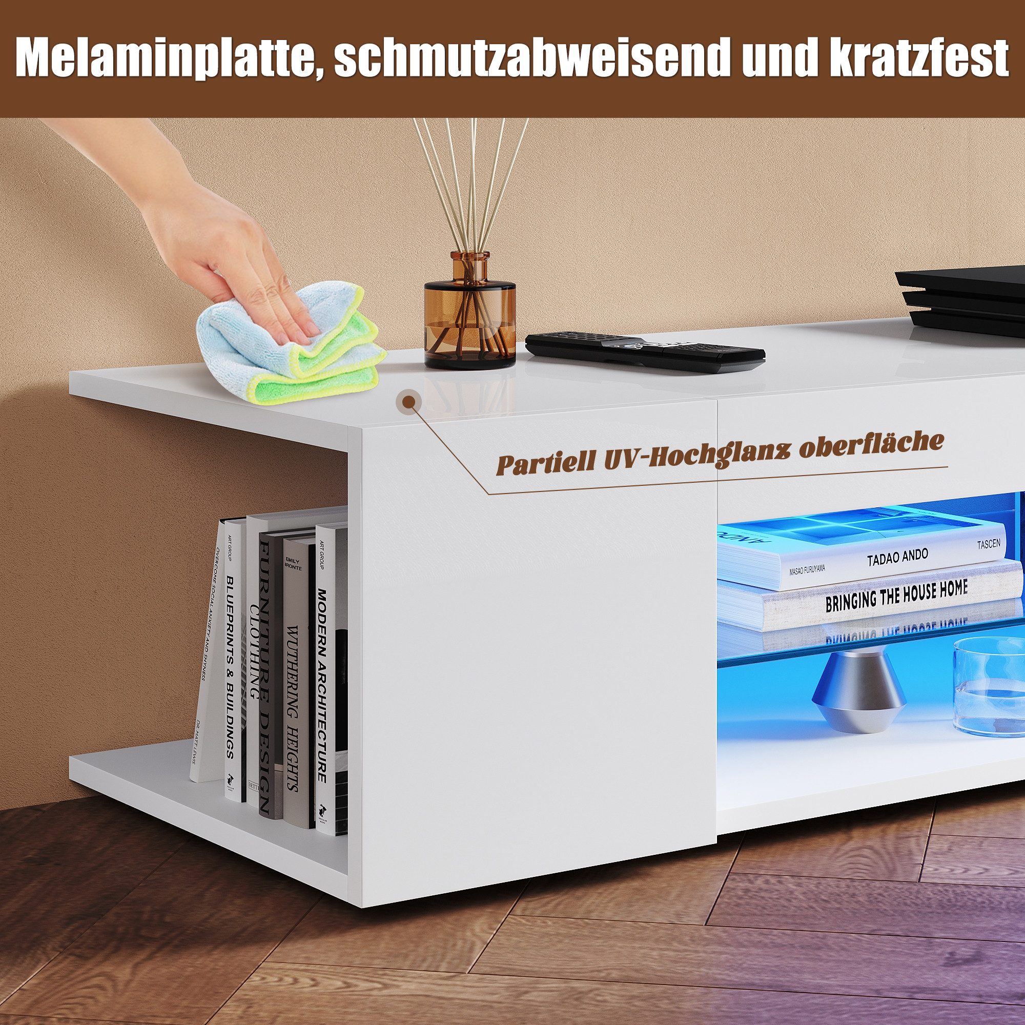 SONNI Lowboard TV Schrank schwarz/weiß, Lange 135/160/180cm, TV