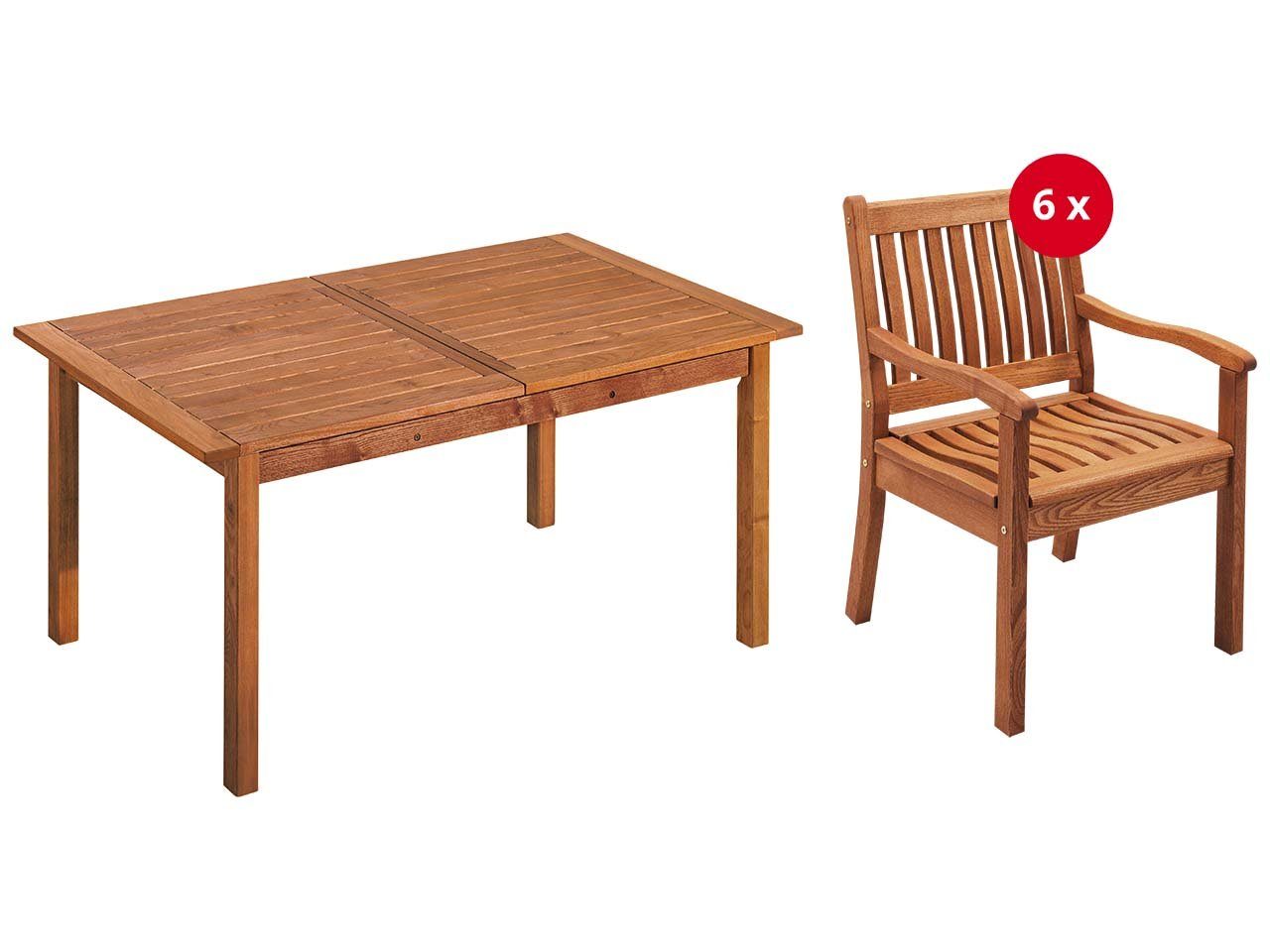 memo Garten-Essgruppe Cansa, (Spar-Set, 7-tlg., Tisch 170/200 x 90 cm, 6 Stühle), Made in Europe