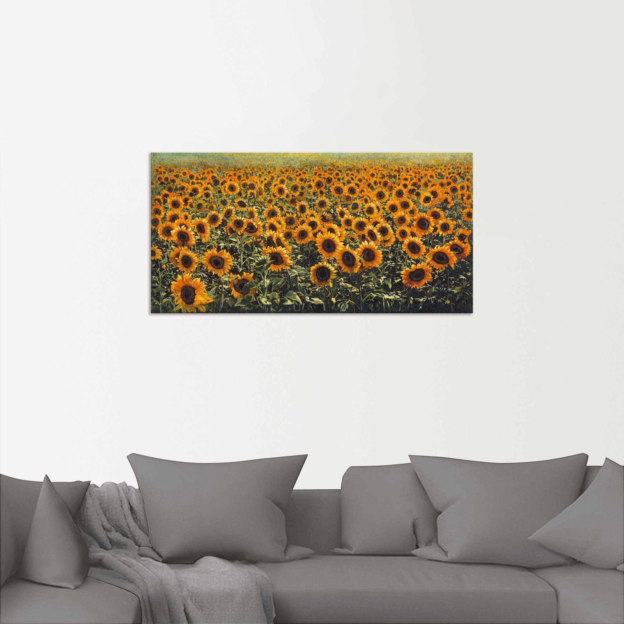 Artland in Sonnenblumenfeld, Alubild, Poster Größen St), Wandbild Wandaufkleber als Blumenwiese Leinwandbild, (1 versch. oder