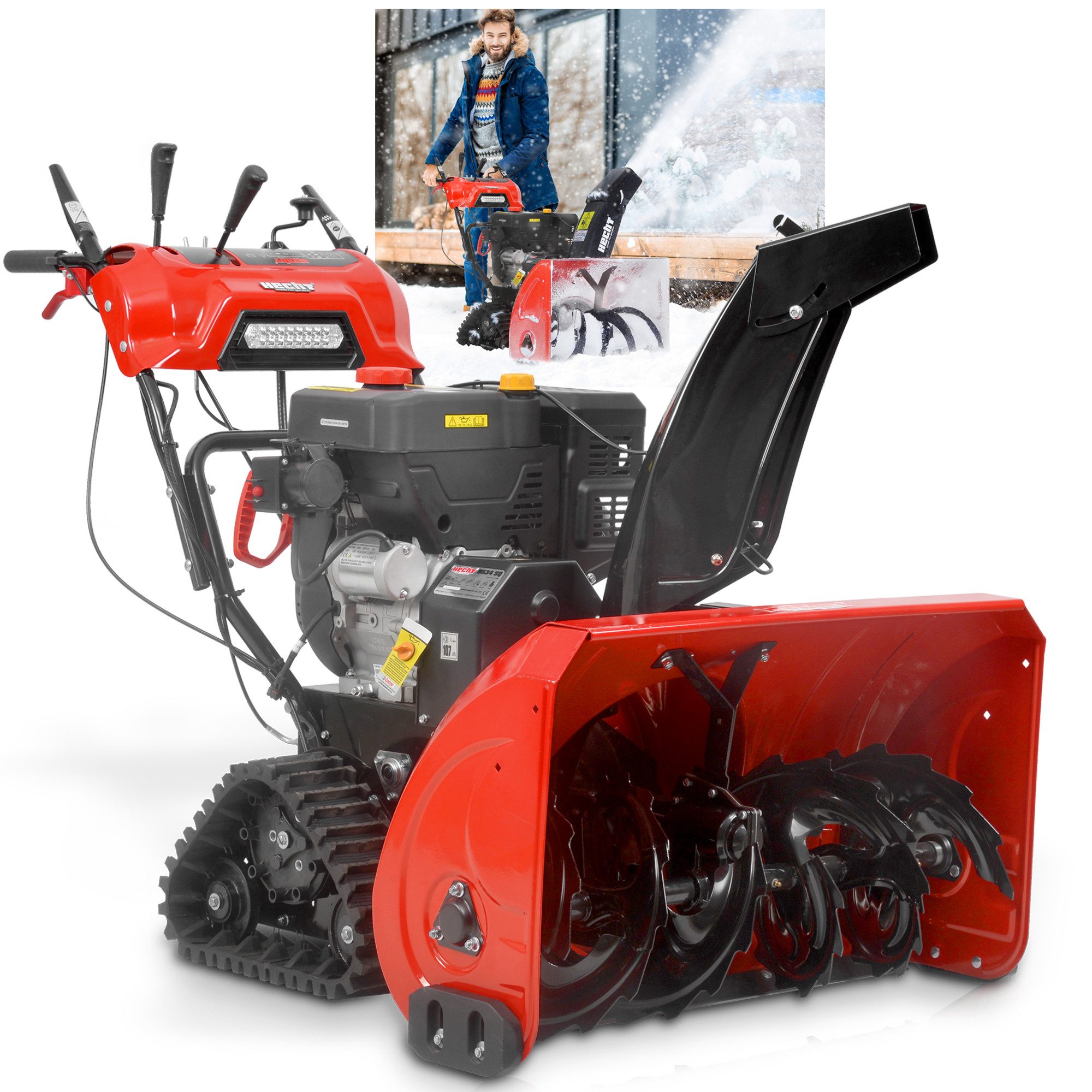Benzin-Schneefräse mit Raupenantrieb Elektrostart LED und Griffheizung