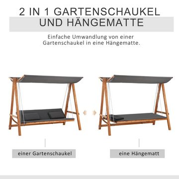 Outsunny Hollywoodschaukel Mit Bettfunktion 3-Sitzer mit Dach, 3-Sitzer, Bettfunktion, Hollywoodschaukel, 1 tlg., Hollywoodschaukel, für Garten, Grau