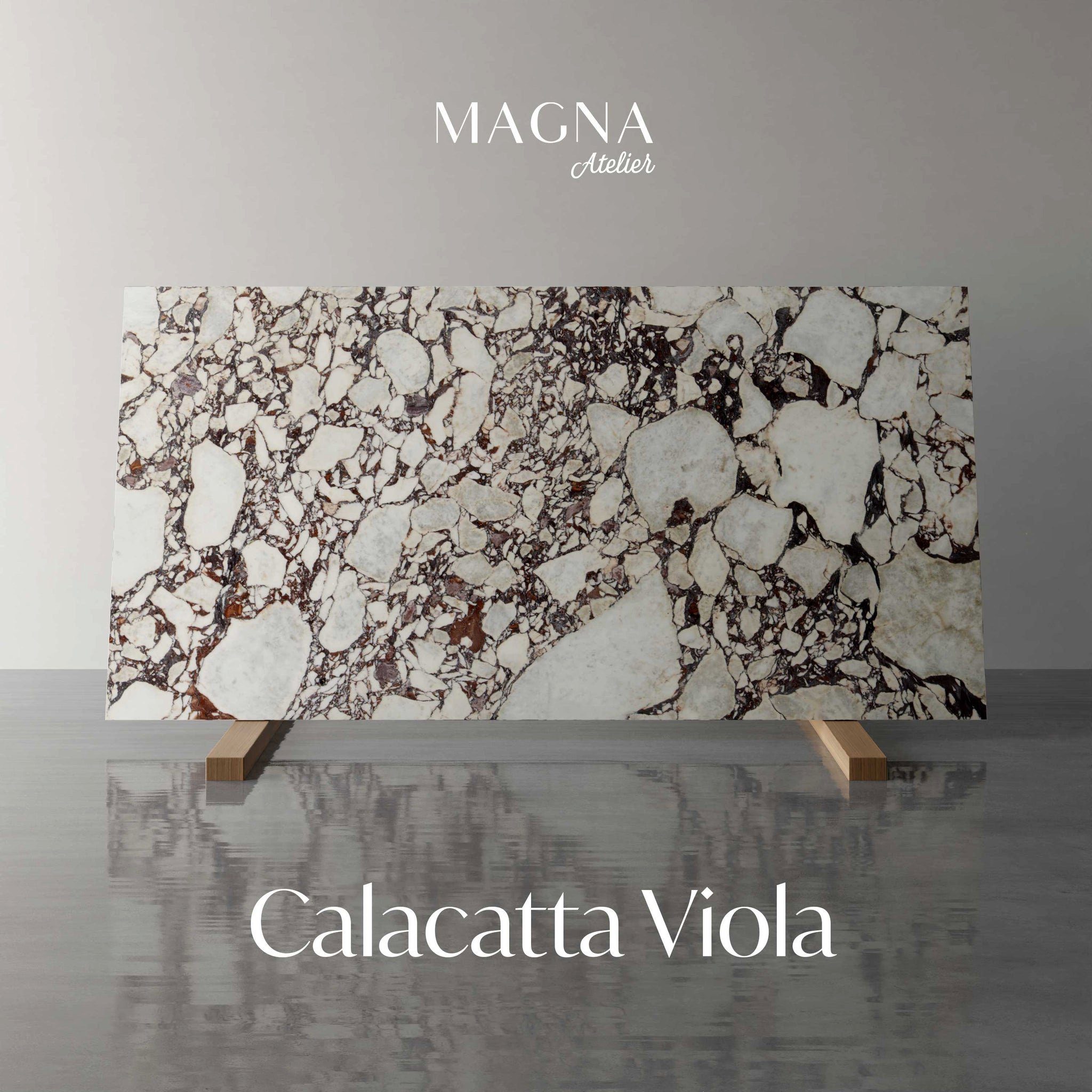 MAGNA Atelier Couchtisch MARMOR, ECHTEM ASPEN Beistelltisch Marmor Tisch, echter 90x60x30cm mit Ablagetisch eckig, Calacatta Viola