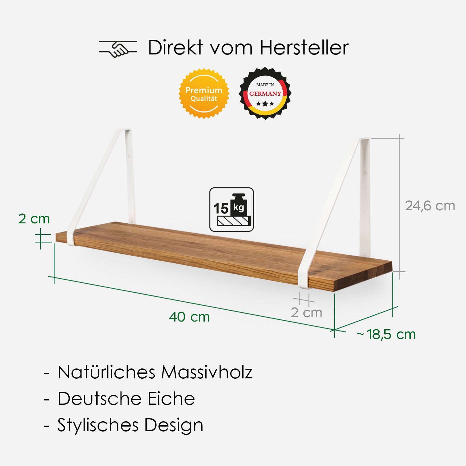 Rikmani Wandregal RAY Schweberegal Eiche weiss, günstig online kaufen