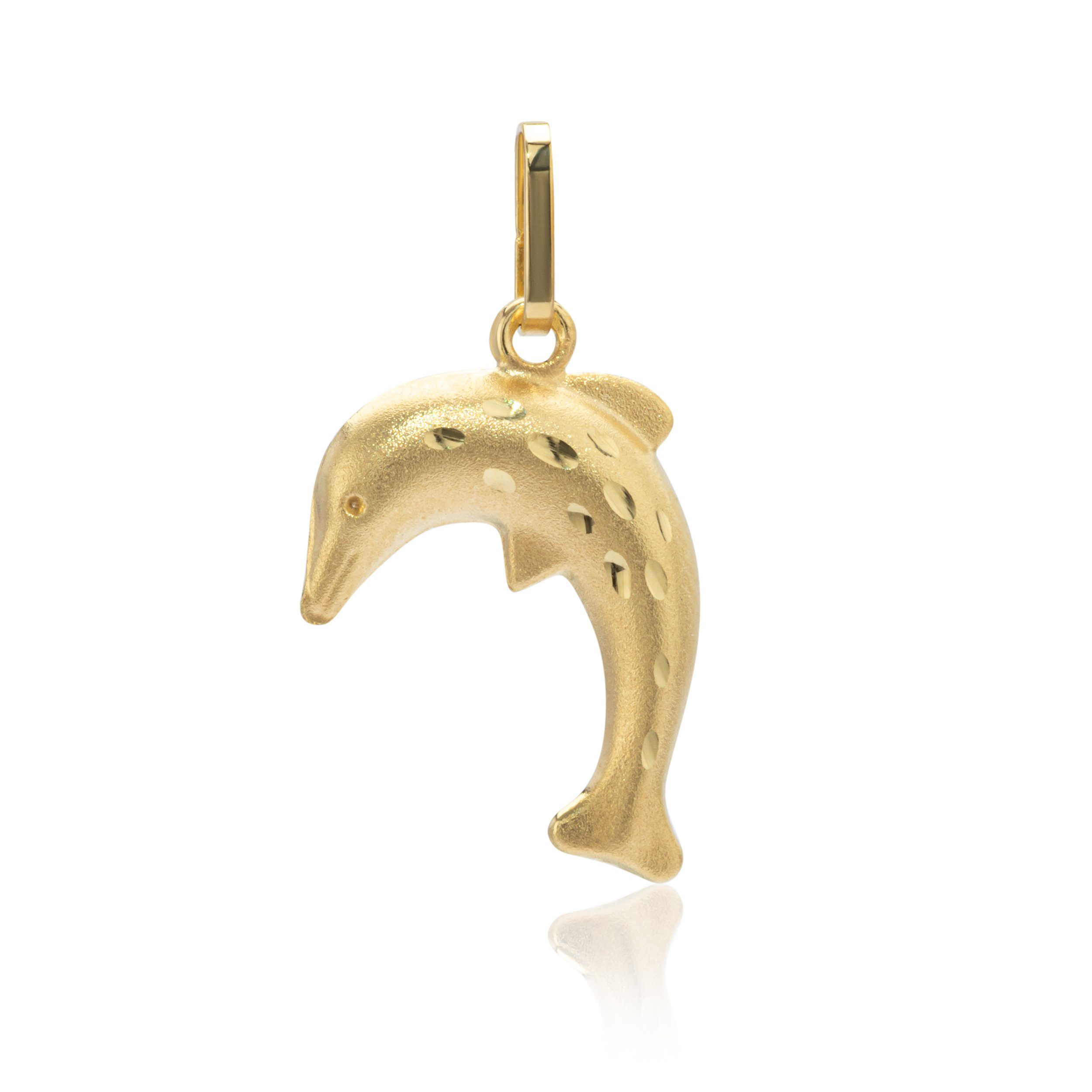 NKlaus Kettenanhänger Kettenanhänger kleiner Delfin 333 Gold 15mm Delphi