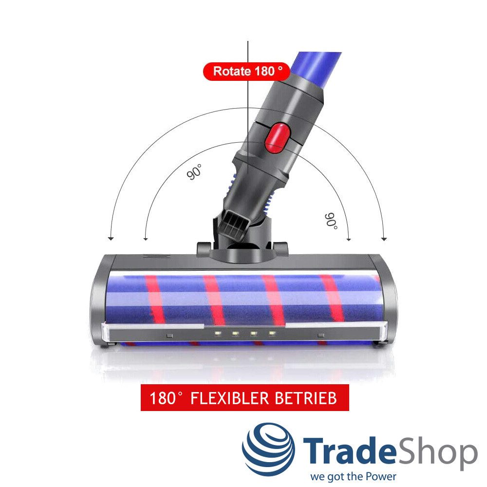 Trade-Shop Turbodüse passend für Dyson V7 V8 V10 V11 V15 SV10 SV12, Zubehör für Dyson Akku Staubsauger, mit LED / Turbodüse / Hartbodendüse / Softwalze