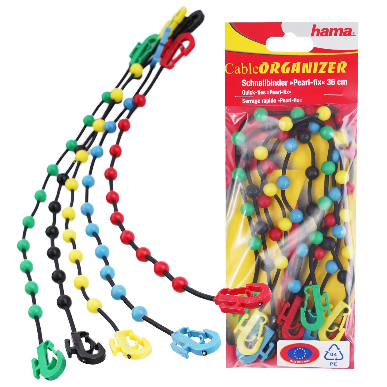 Hama Kabelbinder 5x Pearl Fix Kabelbinder wiederverwendbar bunt (5-St) Spar-Set mit 5 Stück, Kugel-Binder wiederlösbar, Schnell-Binder