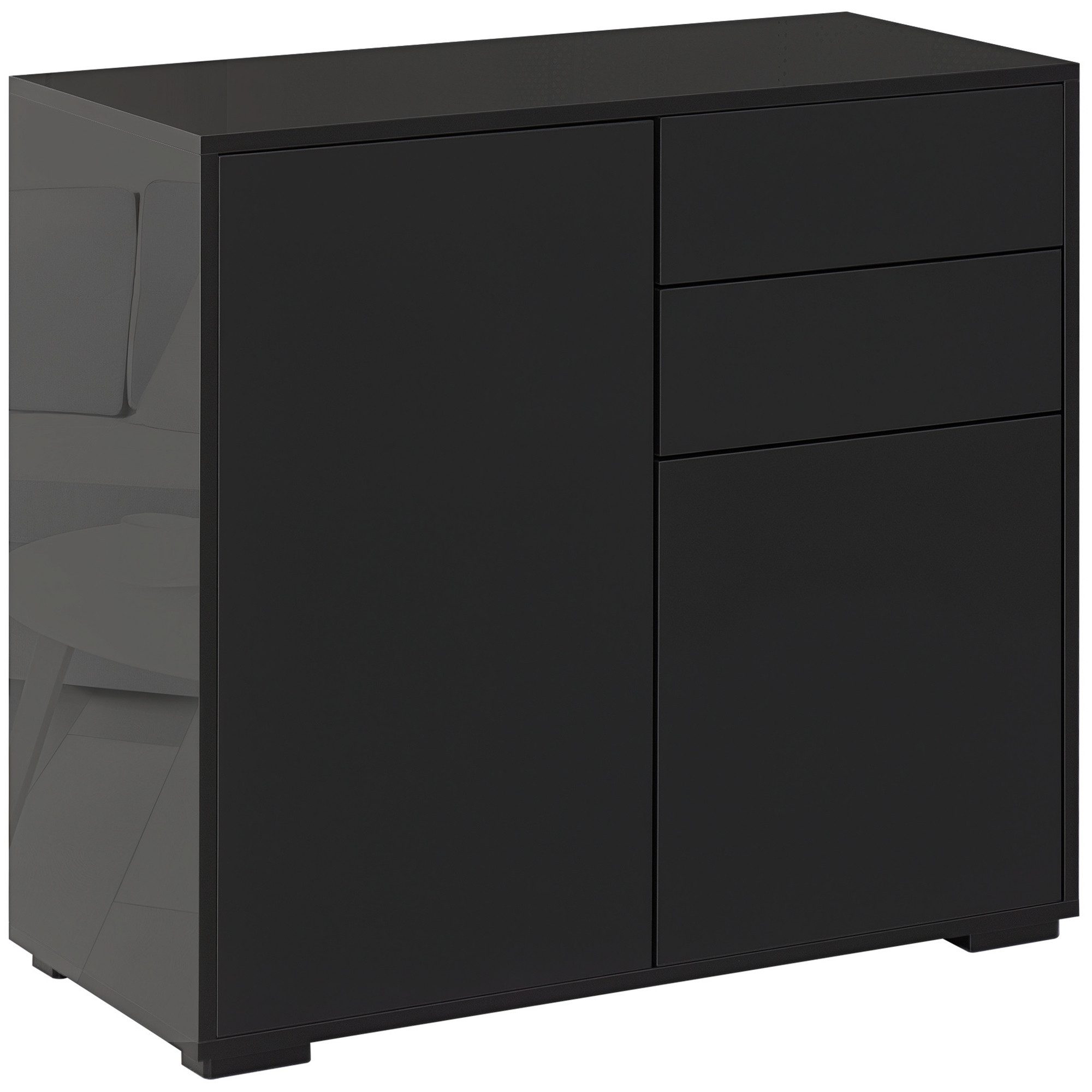 HOMCOM Highboard Sideboard Aufbewahrungsschrank mit 2 Schublade, 2 Türen (Mehrzweckschrank, 1 St., Aktenschrank), für Wohnzimmer, Schlafzimmer Schwarz 79 x 36 x 74 cm