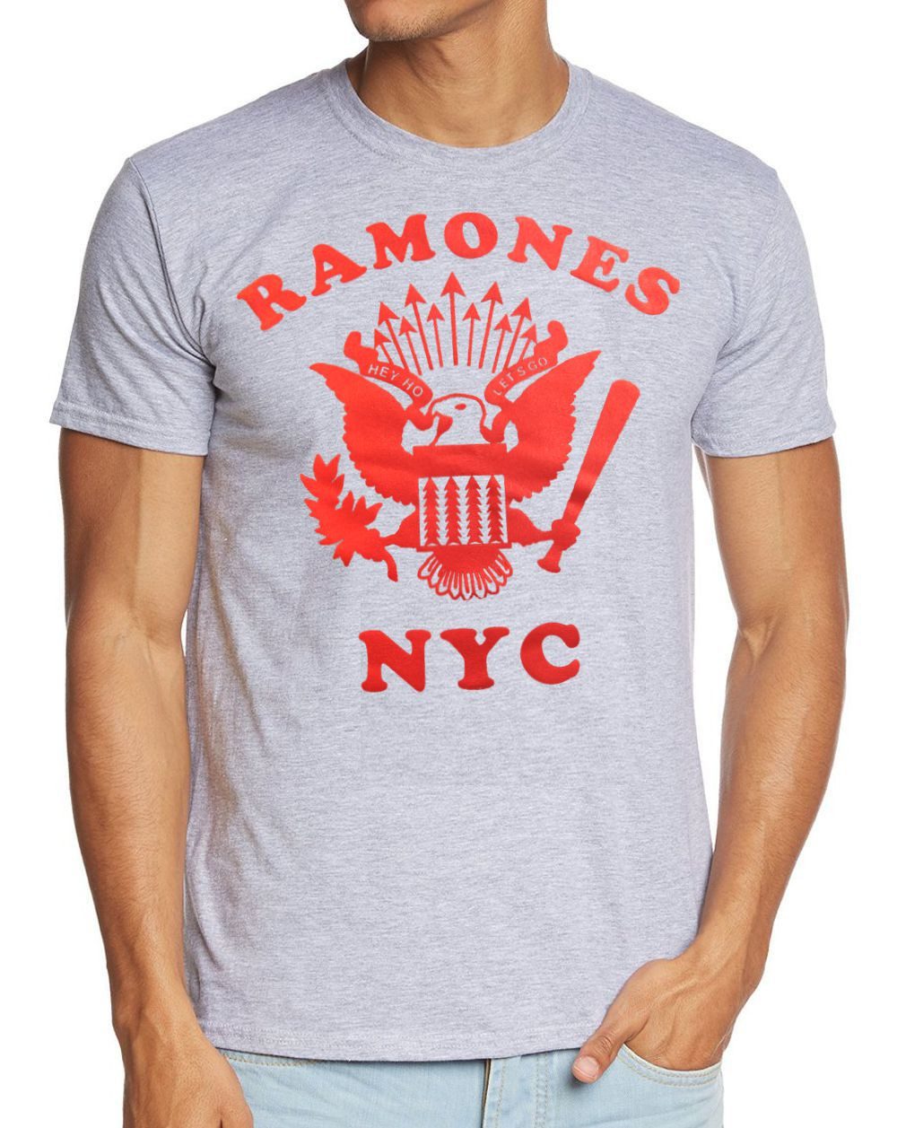 coole-fun-t-shirts Print-Shirt THE RAMONES T-SHIRT NYC grey He Ho Lets Go