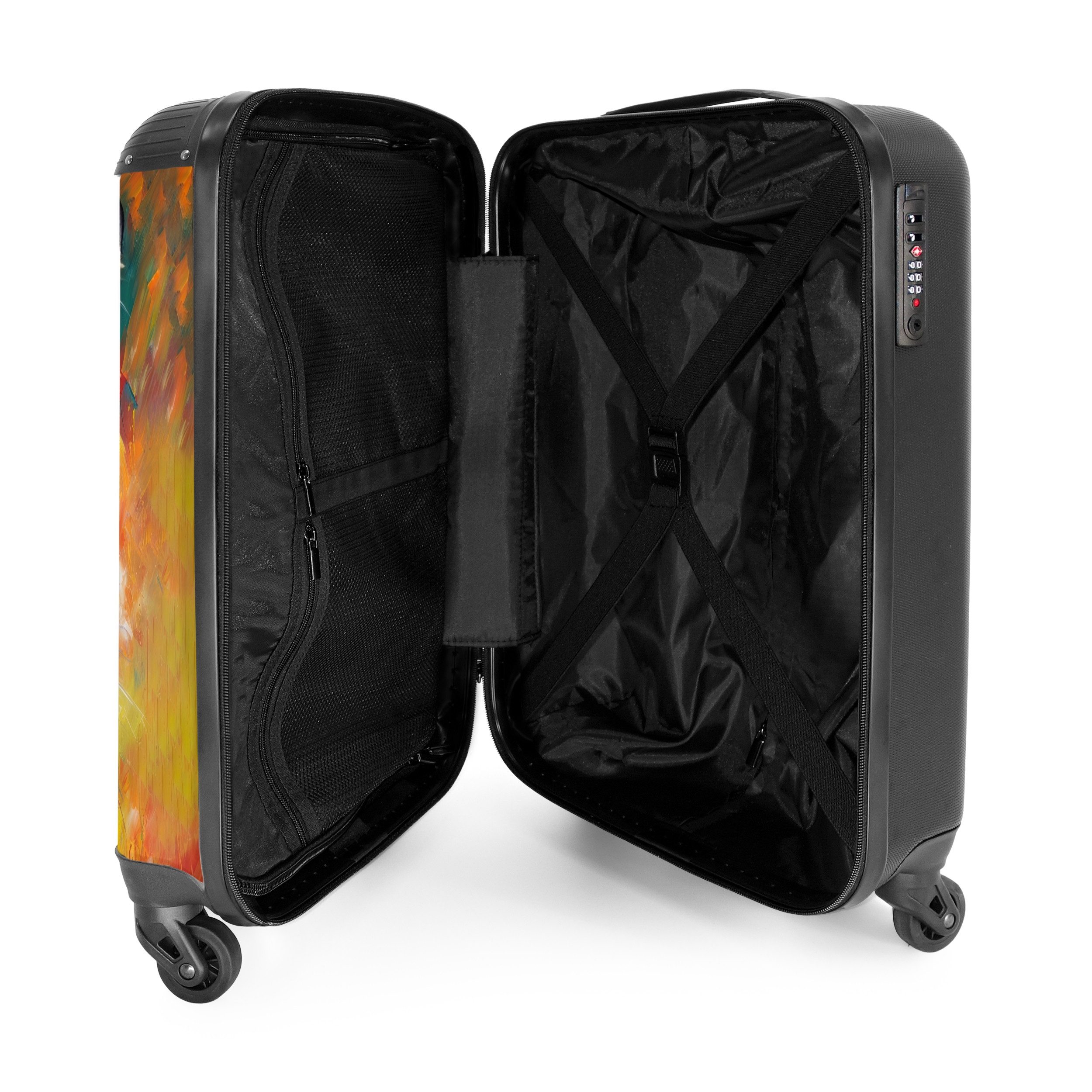 NoBoringSuitcases.com© Hartschalen-Trolley Porträt eines Tigers als Ölgemälde 55x35x20cm, 4 Rollen, Reisetasche mit Rollen, Koffer Handgepäck Flugzeug