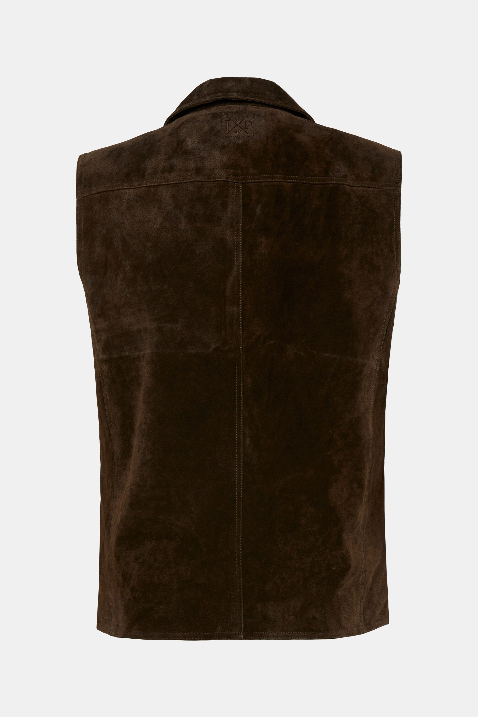 JP1880 Steppweste Weste Leder weiches Velours-Leder Revers