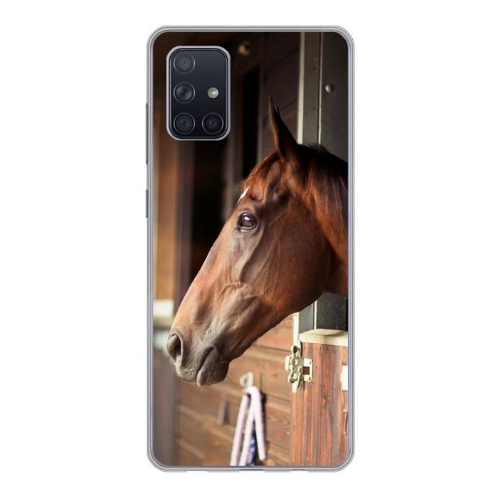 MuchoWow Handyhülle Pferd - Stall - Sonne Handyhülle Samsung Galaxy A51 5G Smartphone-Bumper Print Handy