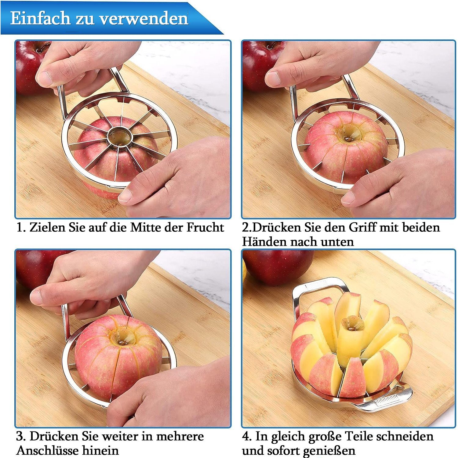 zum Apfelschneider Apfelteiler Zerschneiden NUODWELL Edelstahl Obstschneider Apfelspalten