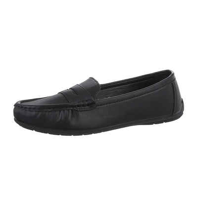 Ital-Design Damen Mokassins Freizeit Slipper (86188012) Flach Mokassins in Schwarz