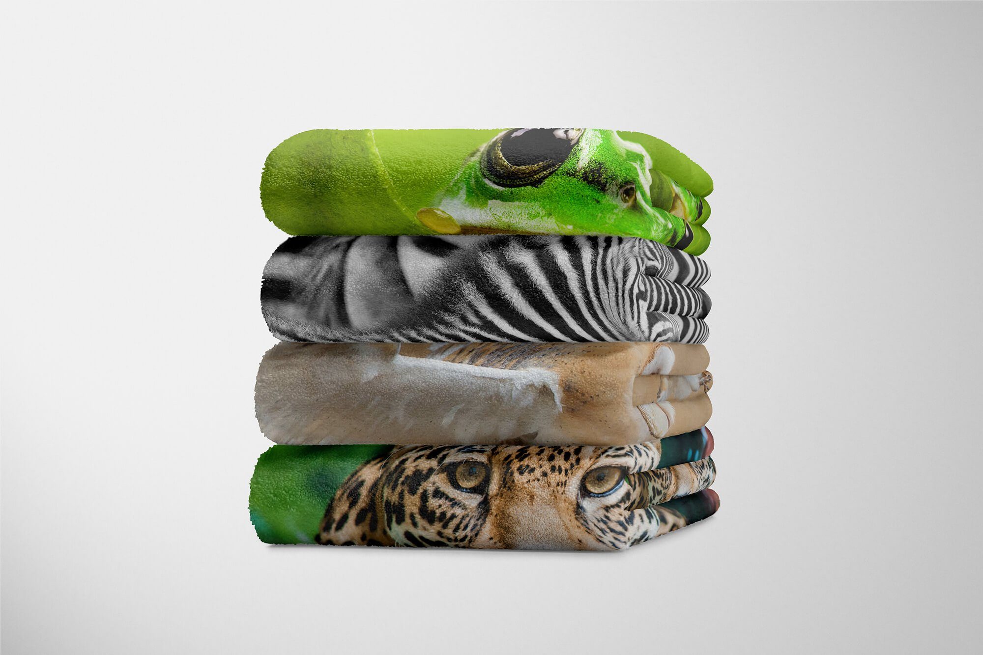 Sinus Art Handtücher Handtuch Tiermotiv im Baumwolle-Polyester-Mix Kuscheldecke Saunatuch Handtuch Landeanflu, Eule mit (1-St), Strandhandtuch