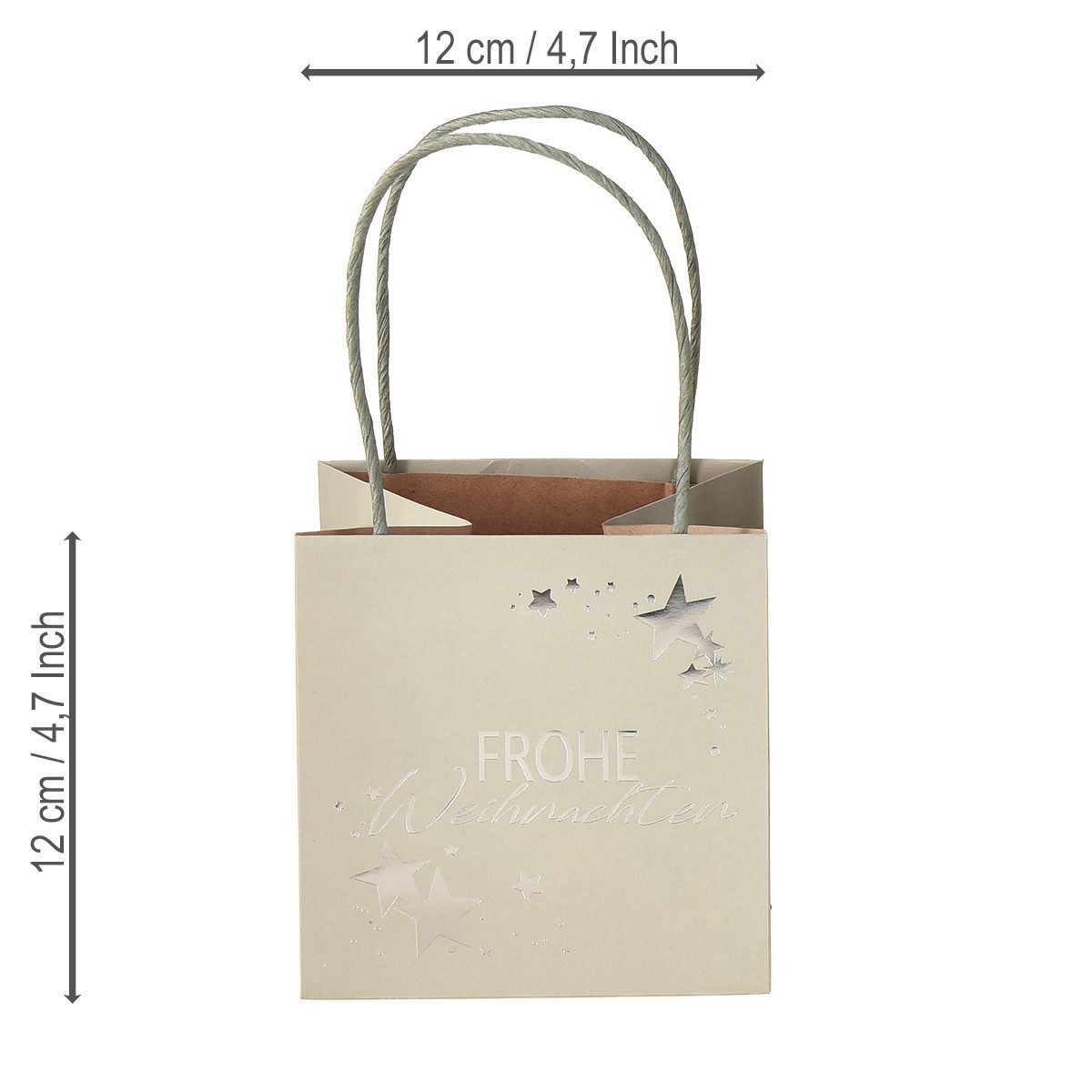 Viana Tragetasche Geschenktüte Weihnachten Papier 12cm 6er-Set nachhaltig, 6 Stück