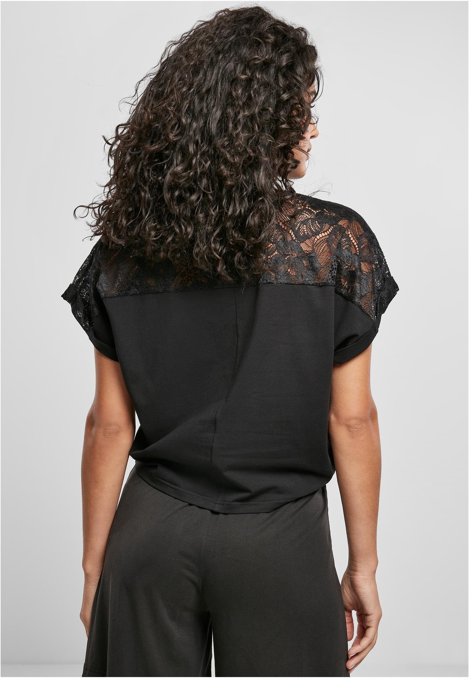 CLASSICS Tee Ladies Lace Kurzarmshirt Oversized (1-tlg) black URBAN Damen