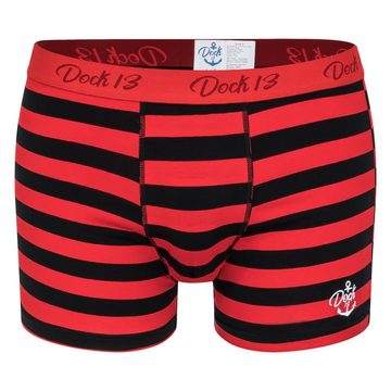 Dock13 Retro Boxer Dock13 Männer Boxershorts Maritim (3er Pack Boxers (3er-Pack, 3-St., 3er-Pack) mit Logo als Stickerei, gewebtem Bund,eleganter Verpackung,Dreierpack,ohne Eingriff,Design aus Norddeutschland