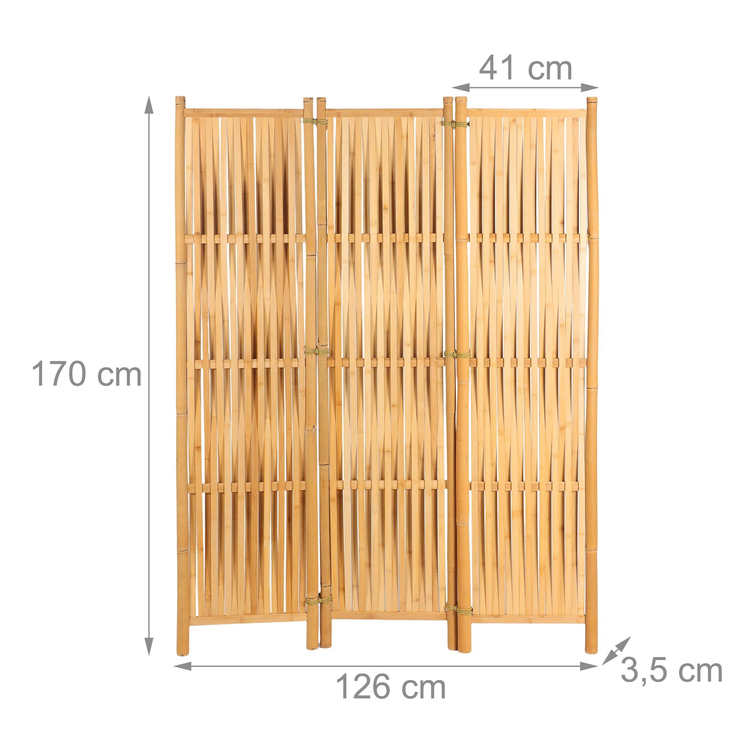 relaxdays Paravent Bambus Paravent 3-teilig (3 St) – Bild 4 von 5