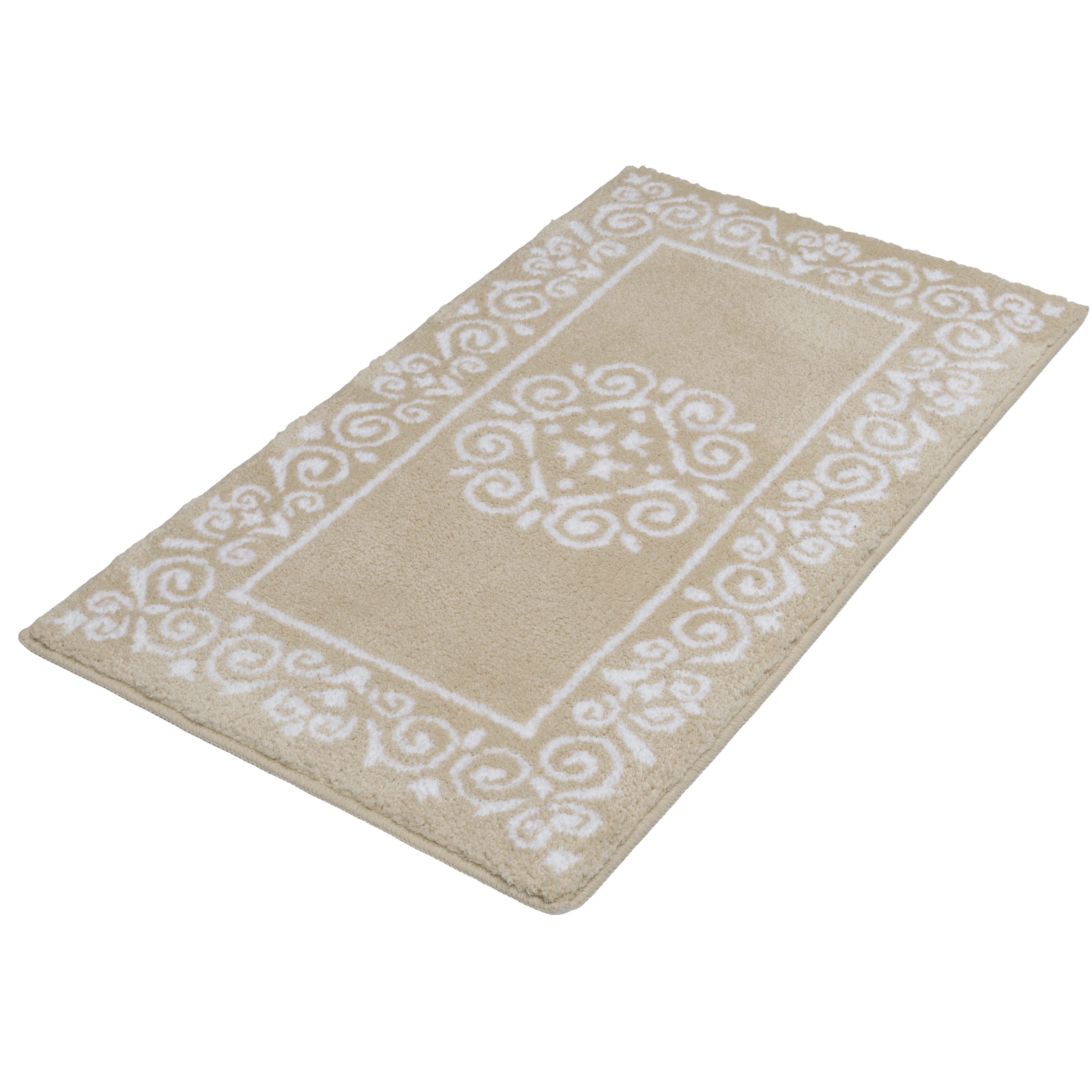 OTTO home Badematte Dafna, Badteppich, Badvorleger, Badezimmer Teppich, Höhe 12 mm, rutschhemmend beschichtet, schnell trocknend, fußbodenheizungsgeeignet, Polyester, rechteckig, Orient-Optik, Vintage Design