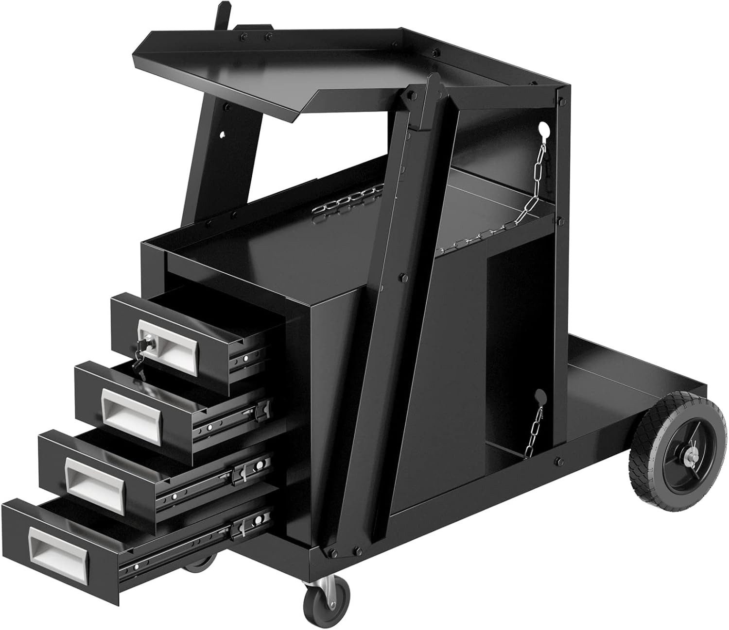 KOMFOTTEU Regaltransportwagen, Schweißwagen mit 4 Schubladen, 2 Ablageflächen