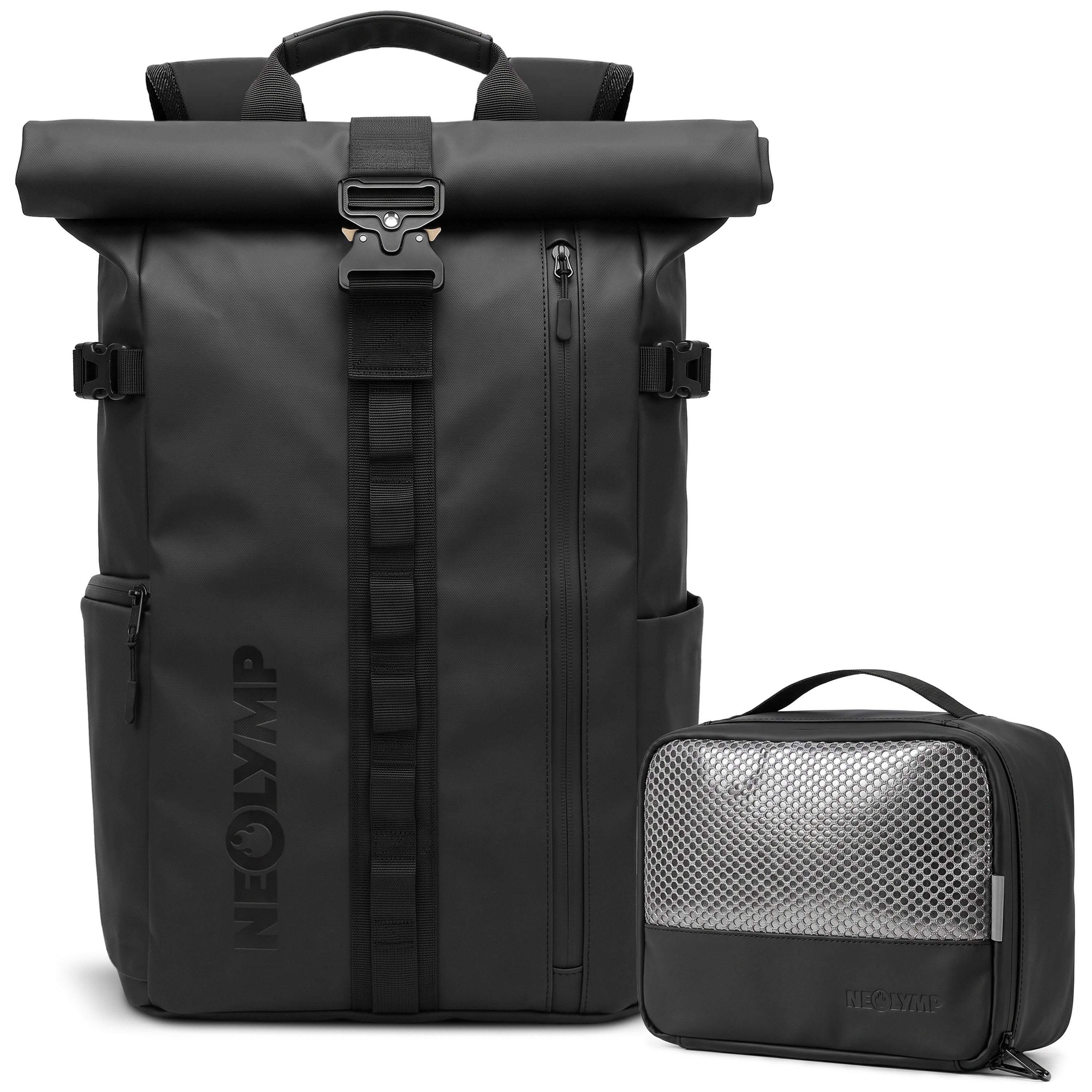 NEOLYMP Rucksack Wasserdichter Rolltop Backpack, Laptopfach, Wet Case & Rückenzugriff, Reiserucksack Herren & Damen flexibel erweiterbar - Sportrucksack