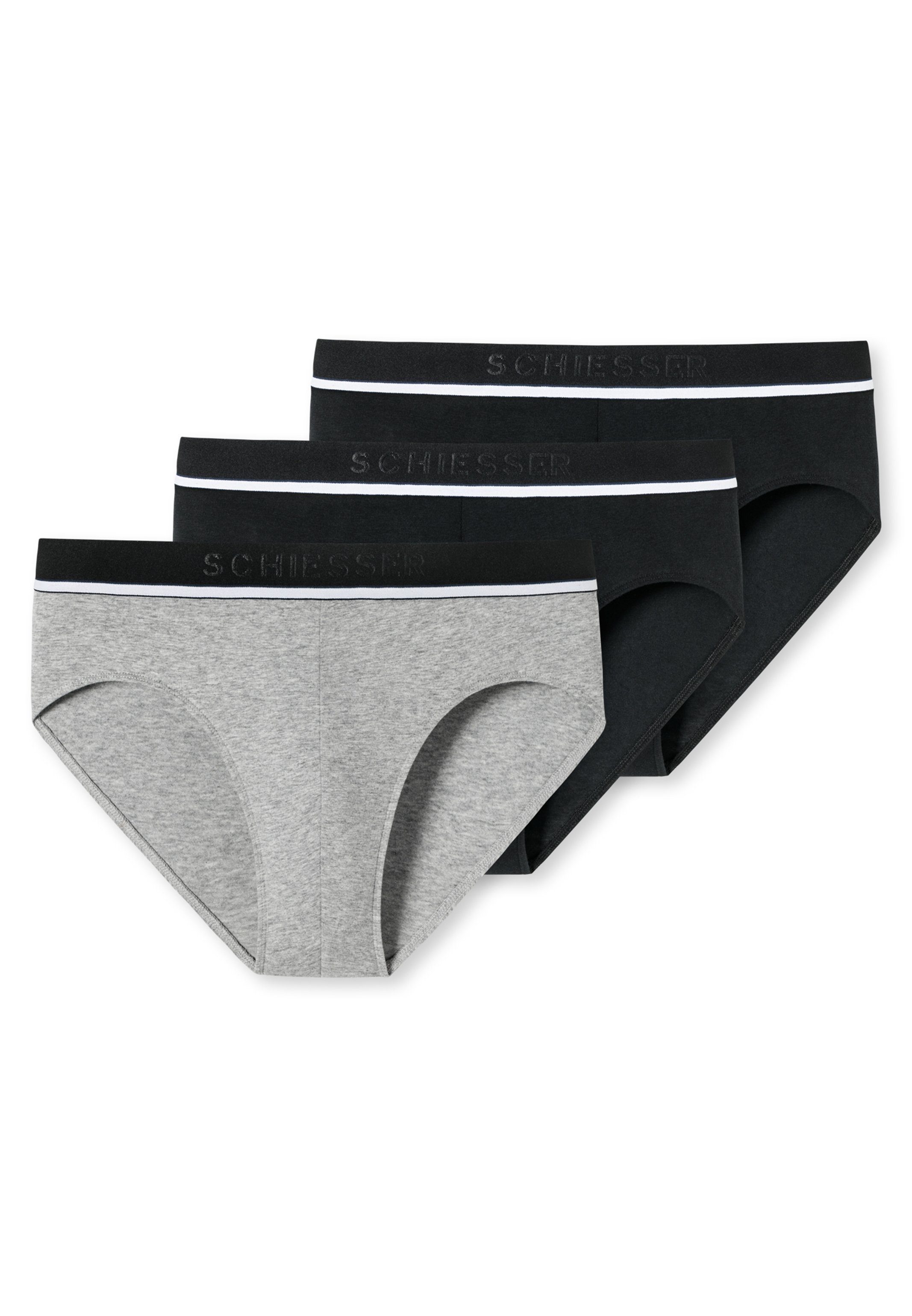 - Eingriff Baumwolle Ohne Slip / Schwarz 3-St) 95/5 - Rio Grau Slip Schiesser - / 3er Pack Organic (Spar-Set, Cotton Unterhose