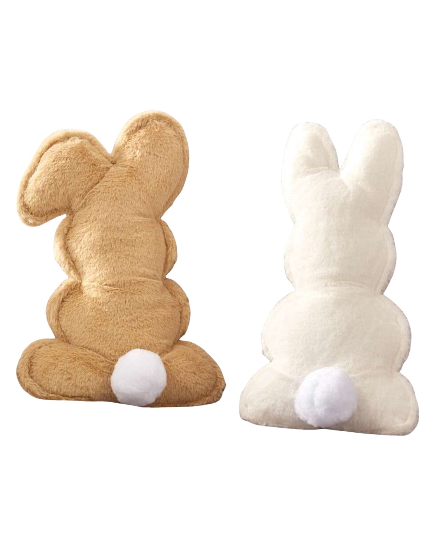 Dekoleidenschaft Dekokissen "Häschen" Kunstfell Kuschelkissen in Hasen Form, Hasenkissen Osterhase, weiß + braun, Sofakissen, Osterdeko