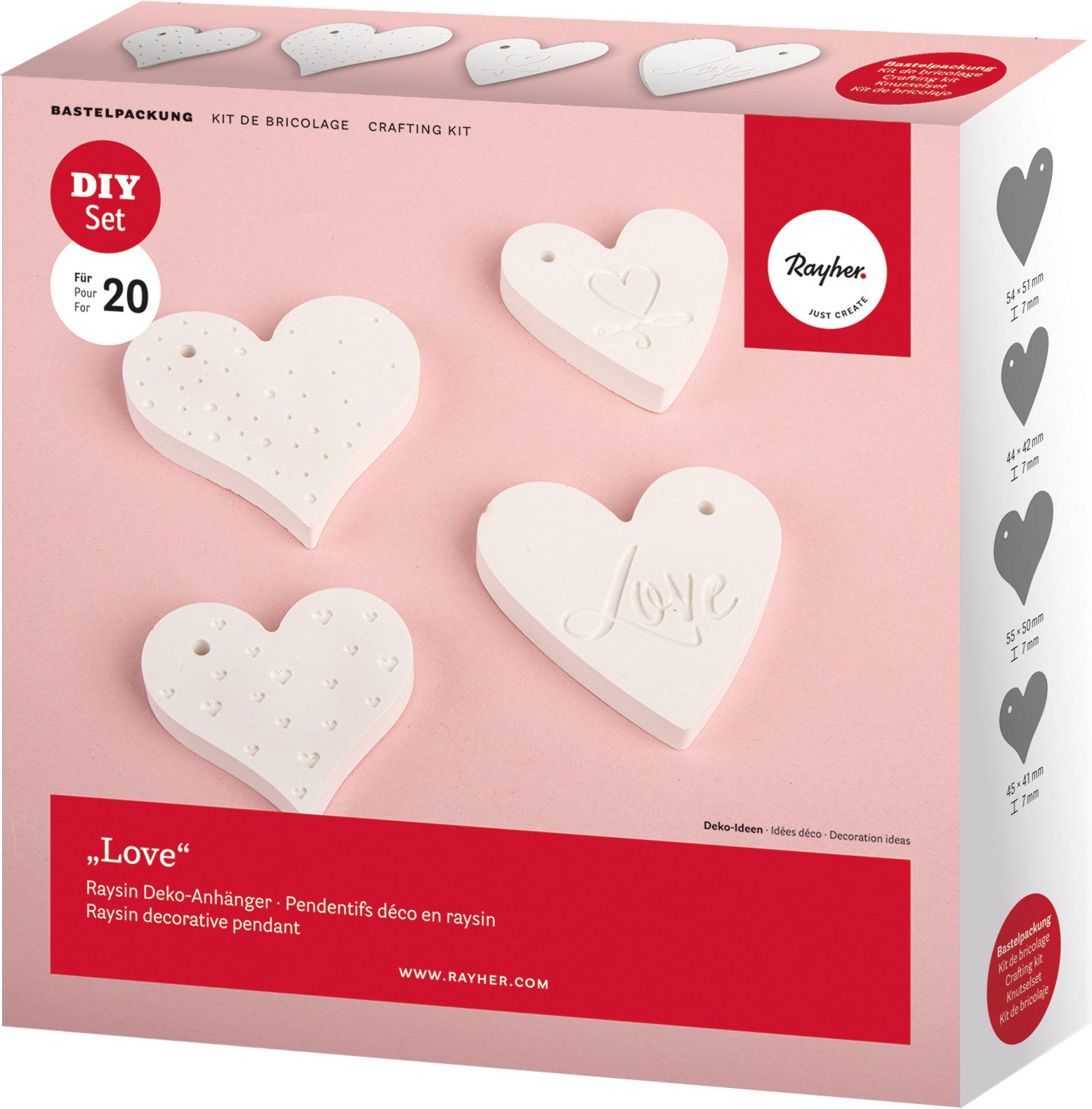 Rayher Bastelband Gieß-Set Anhänger Love, Gieß-Set Anhänger Love
