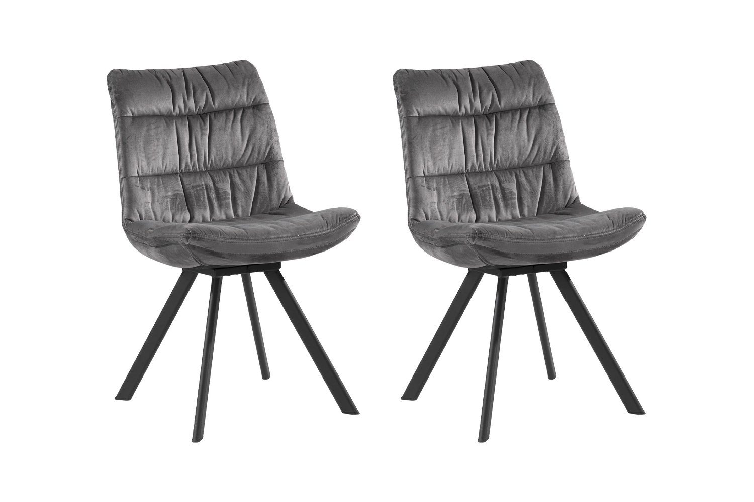 Home4You Polsterstuhl, 2er Set, Grau, Samt, günstig online kaufen