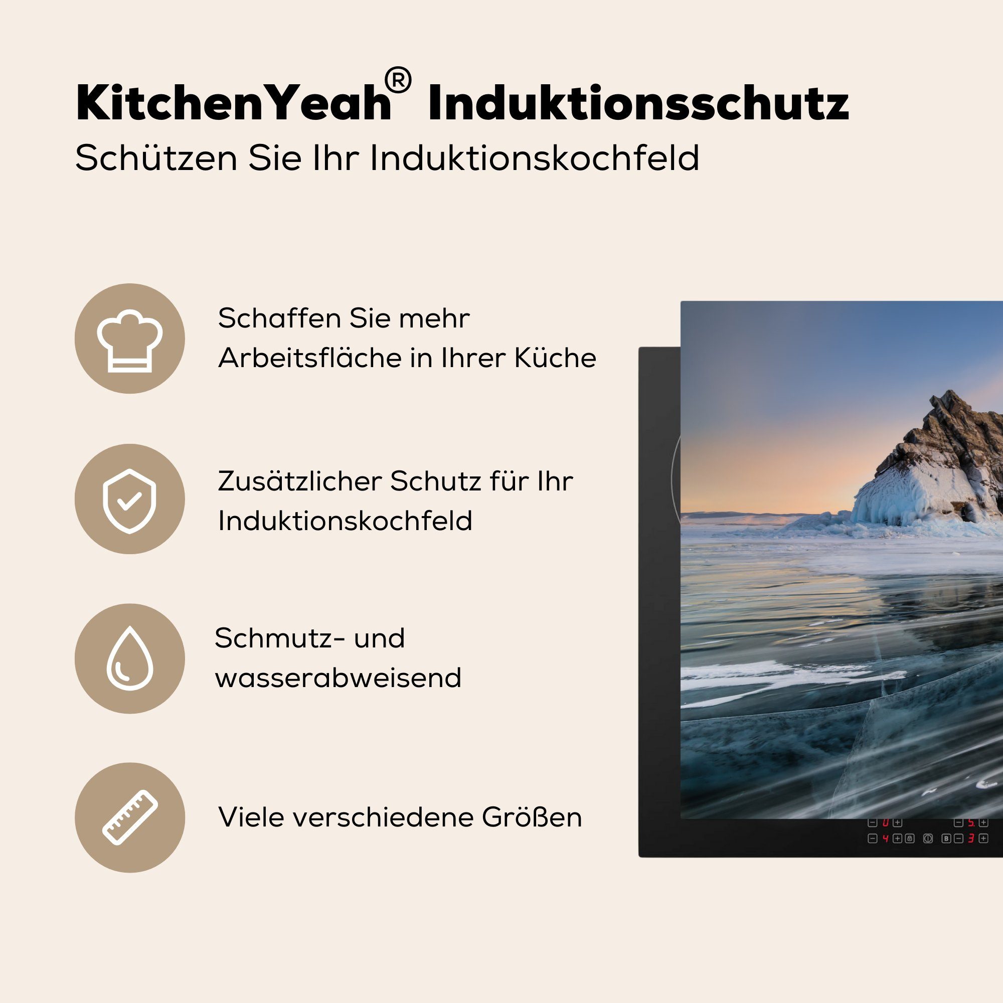 Vinyl, Eissee Induktionskochfeld die für küche, 81x52 Schutz MuchoWow cm, tlg), Ceranfeldabdeckung Sibirien, (1 in Herdblende-/Abdeckplatte
