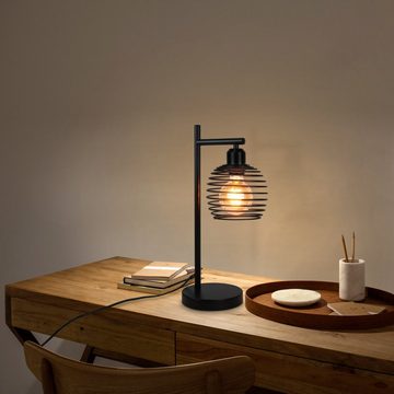 ZMH Tischleuchte Vintage Nachttischlampe E27 aus Metal Retro für Schreibtisch, inkl.Schalter, ohne Leuchtmittel, Spule-förmig