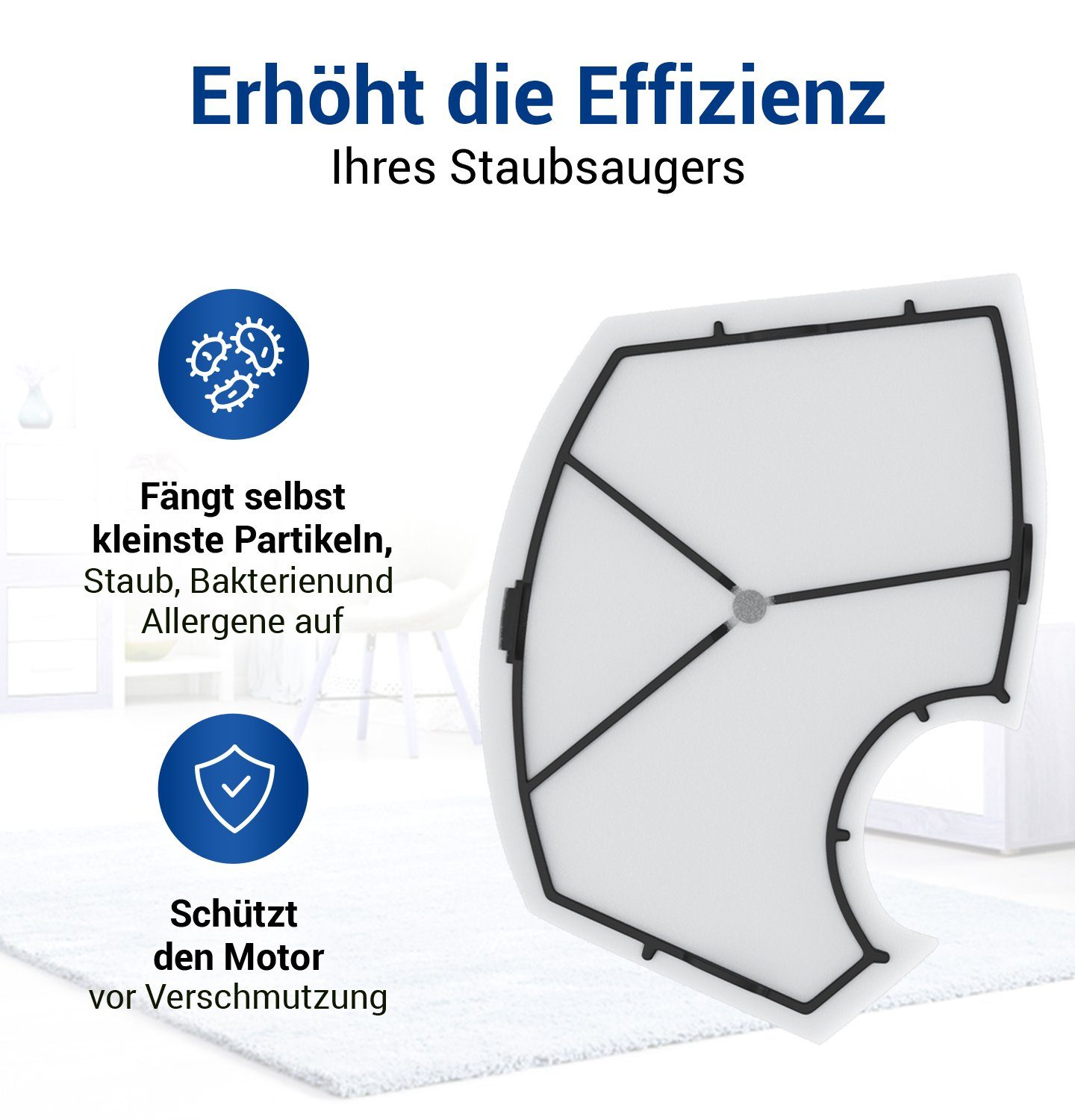 VIOKS Motorschutzfilter kompatibel mit Vorwerk Kobold, Zubehör für Staubsauger, VK140, VK150